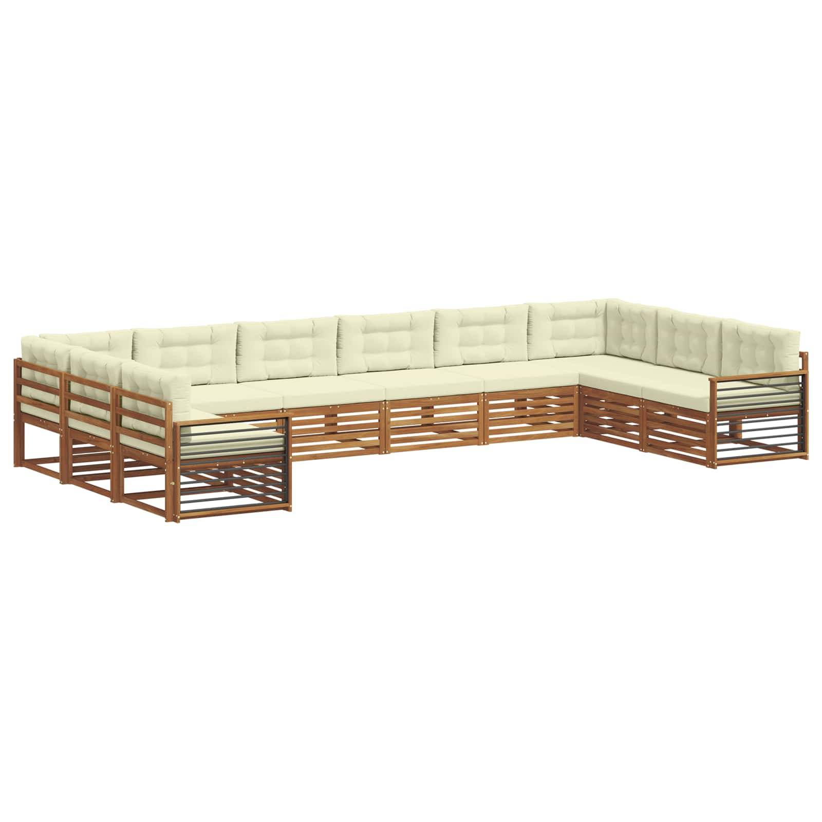 vidaXL Sofagarnituren 10 pcs Natur und Creme Massivholz Akazie