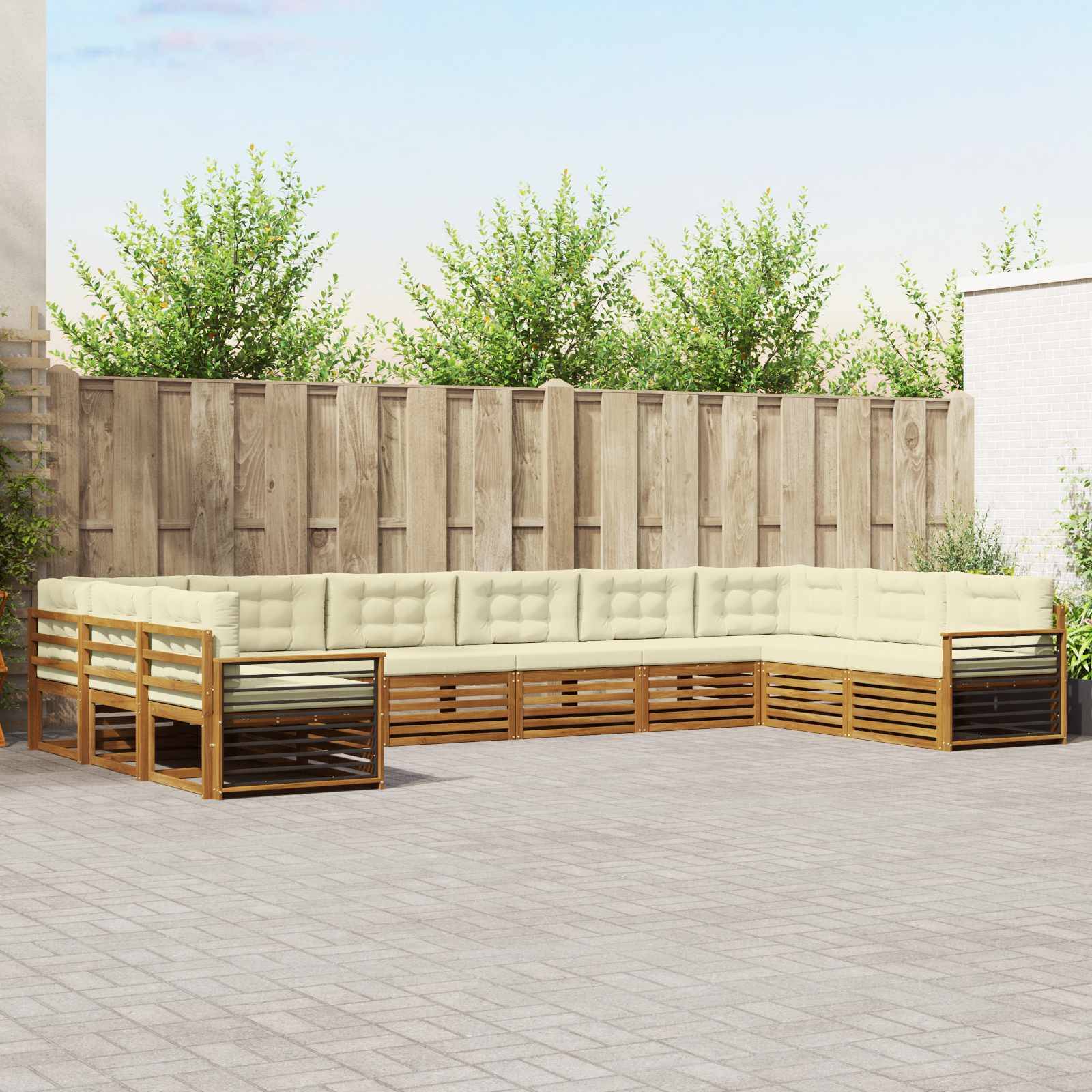 vidaXL Sofagarnituren 10 pcs Natur und Creme Massivholz Akazie