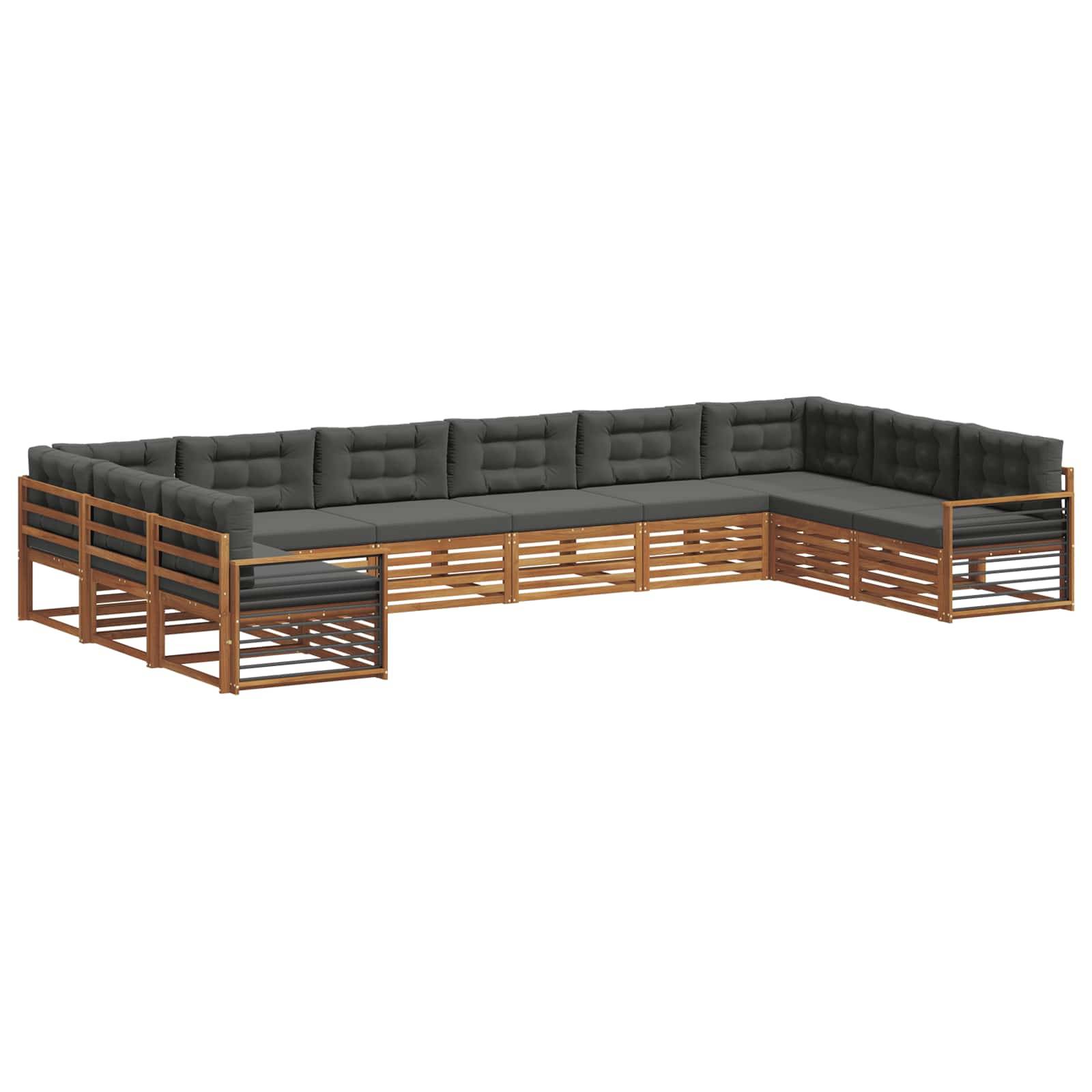 vidaXL Sofagarnituren 11 pcs Natur und Anthrazit Massivholz Akazie