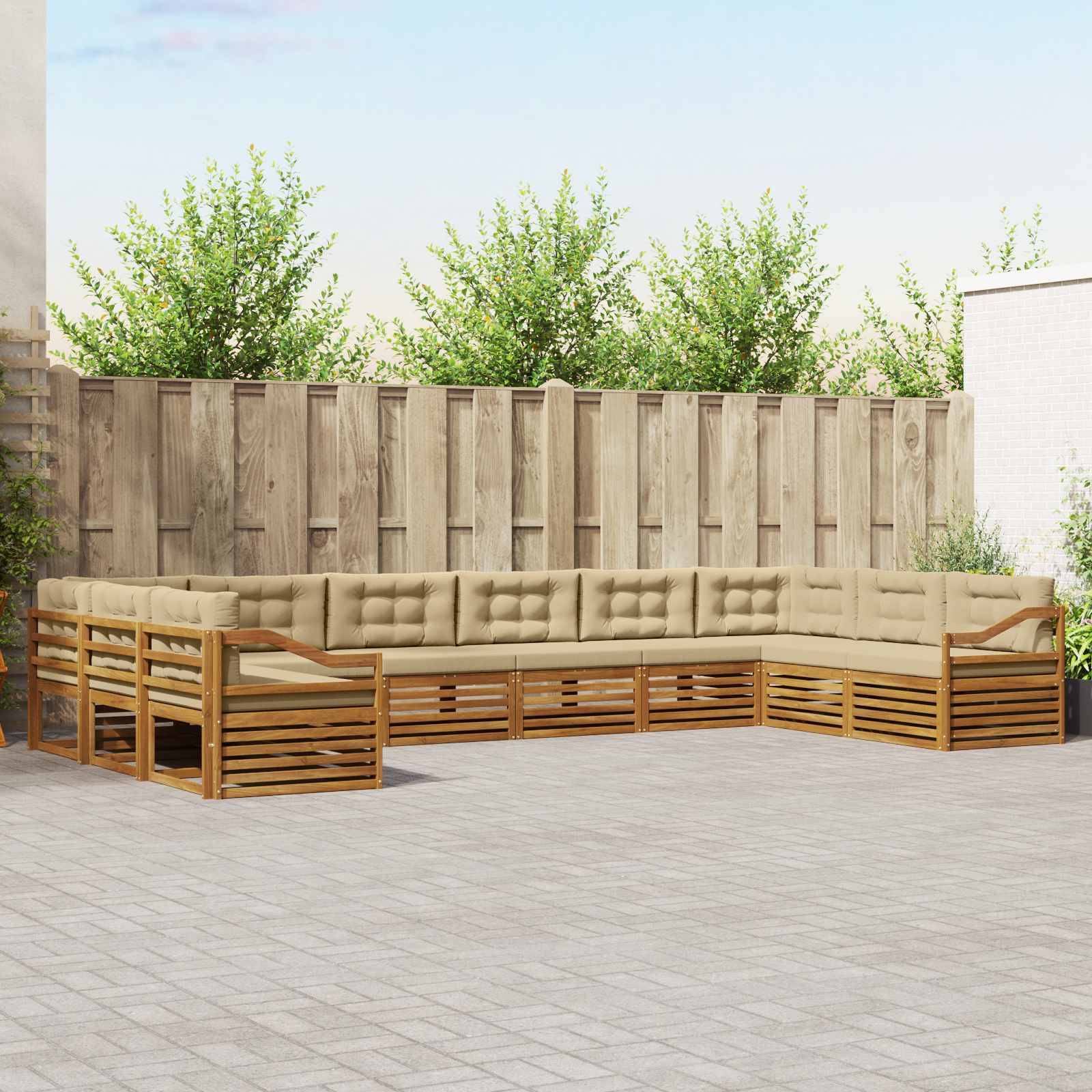 vidaXL Sofagarnituren 10 pcs Natur und Beige Massivholz Akazie