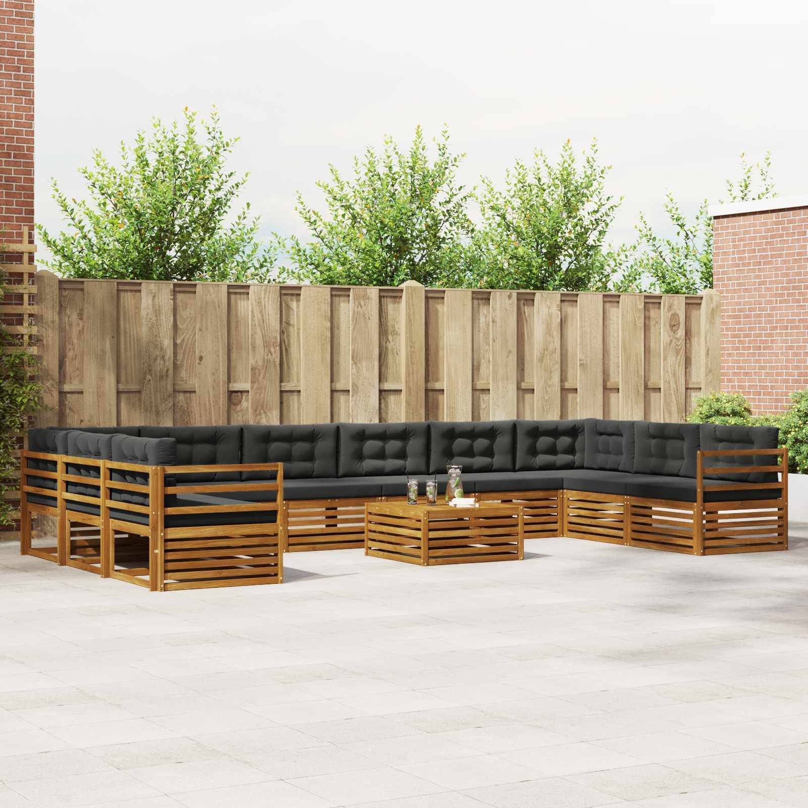 vidaXL Sofagarnituren 11 pcs Natur und Anthrazit Massivholz Akazie