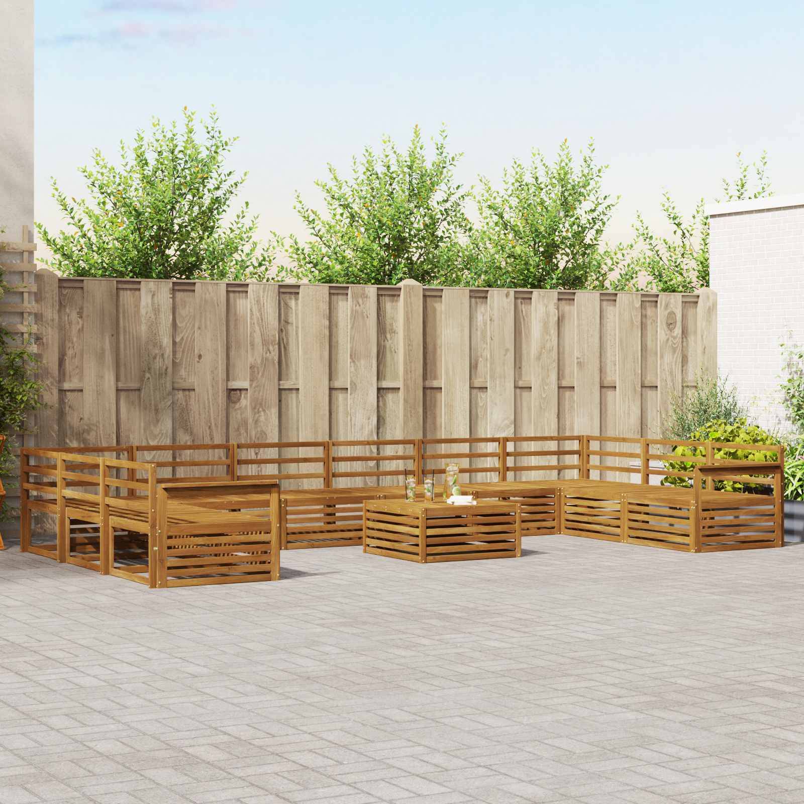 vidaXL Sofagarnituren 11 pcs Natur Massivholz Akazie