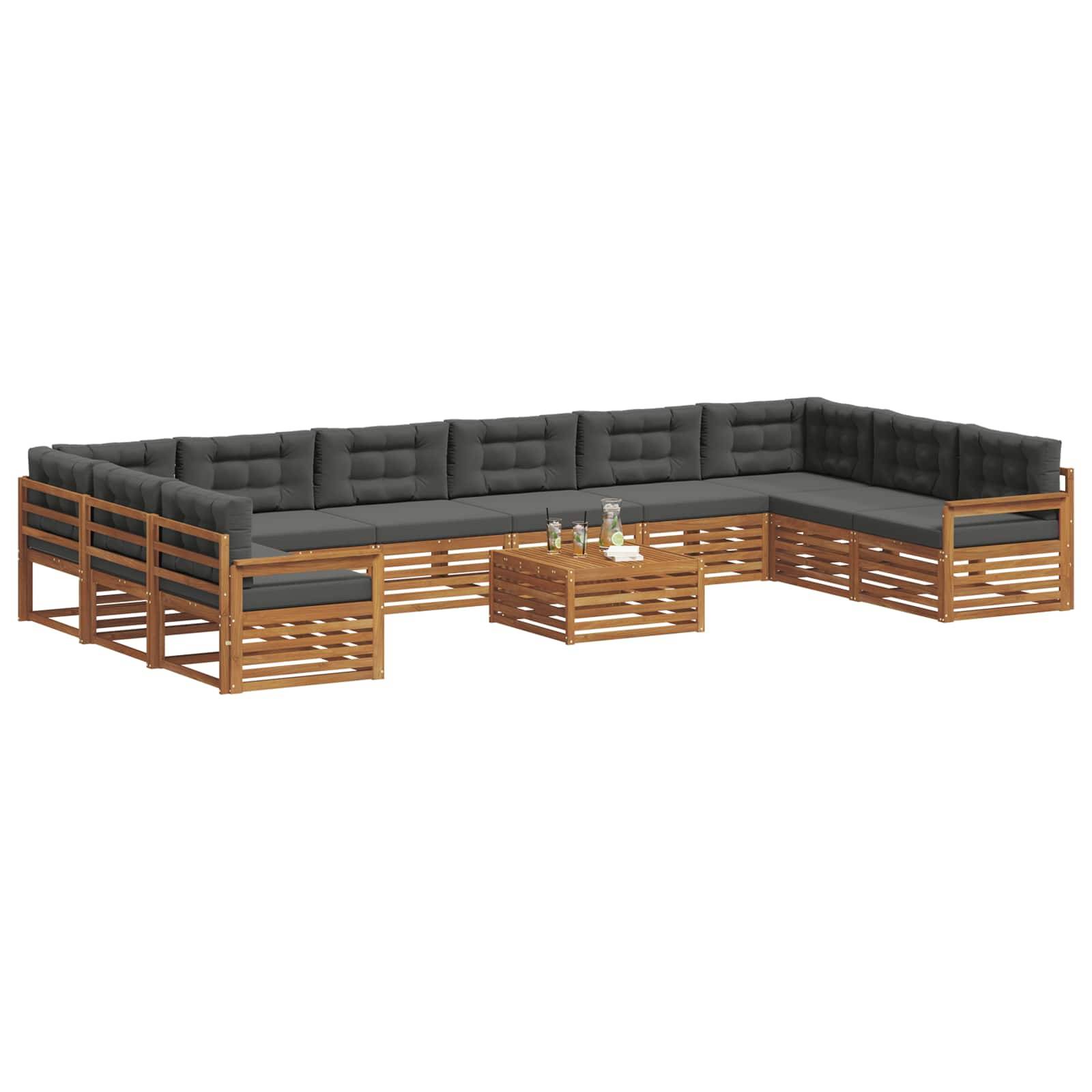 vidaXL Sofagarnituren 11 pcs Natur und Anthrazit Massivholz Akazie