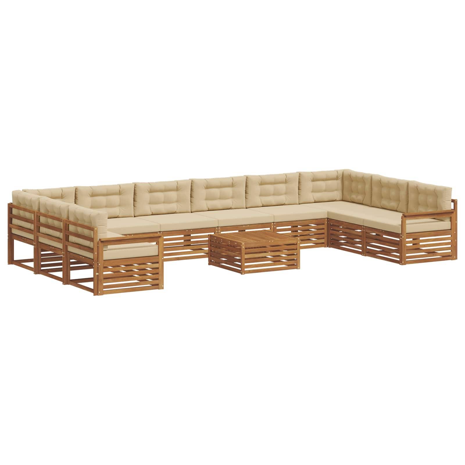 vidaXL Sofagarnituren 11 pcs Natur und Beige Massivholz Akazie