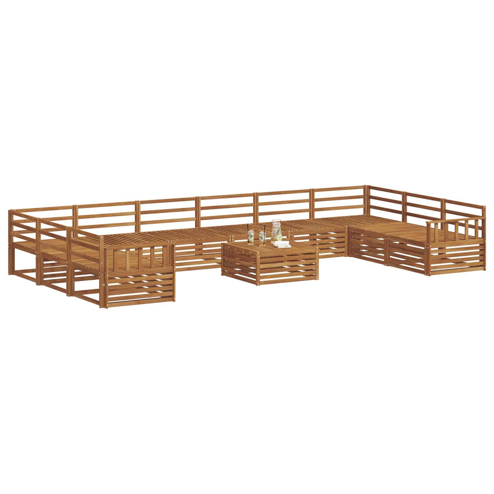vidaXL Sofagarnituren 11 pcs Natur Massivholz Akazie