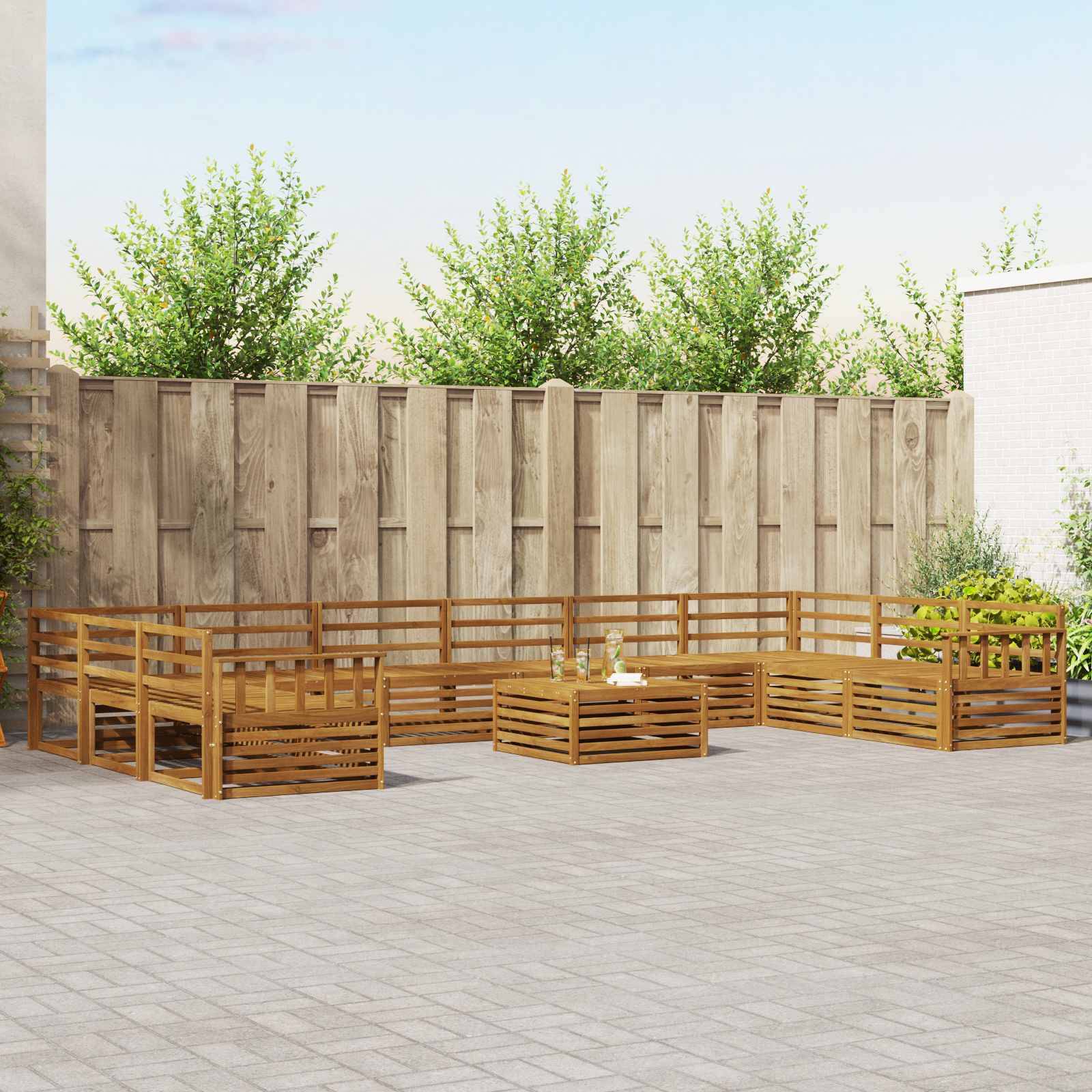 vidaXL Sofagarnituren 11 pcs Natur Massivholz Akazie