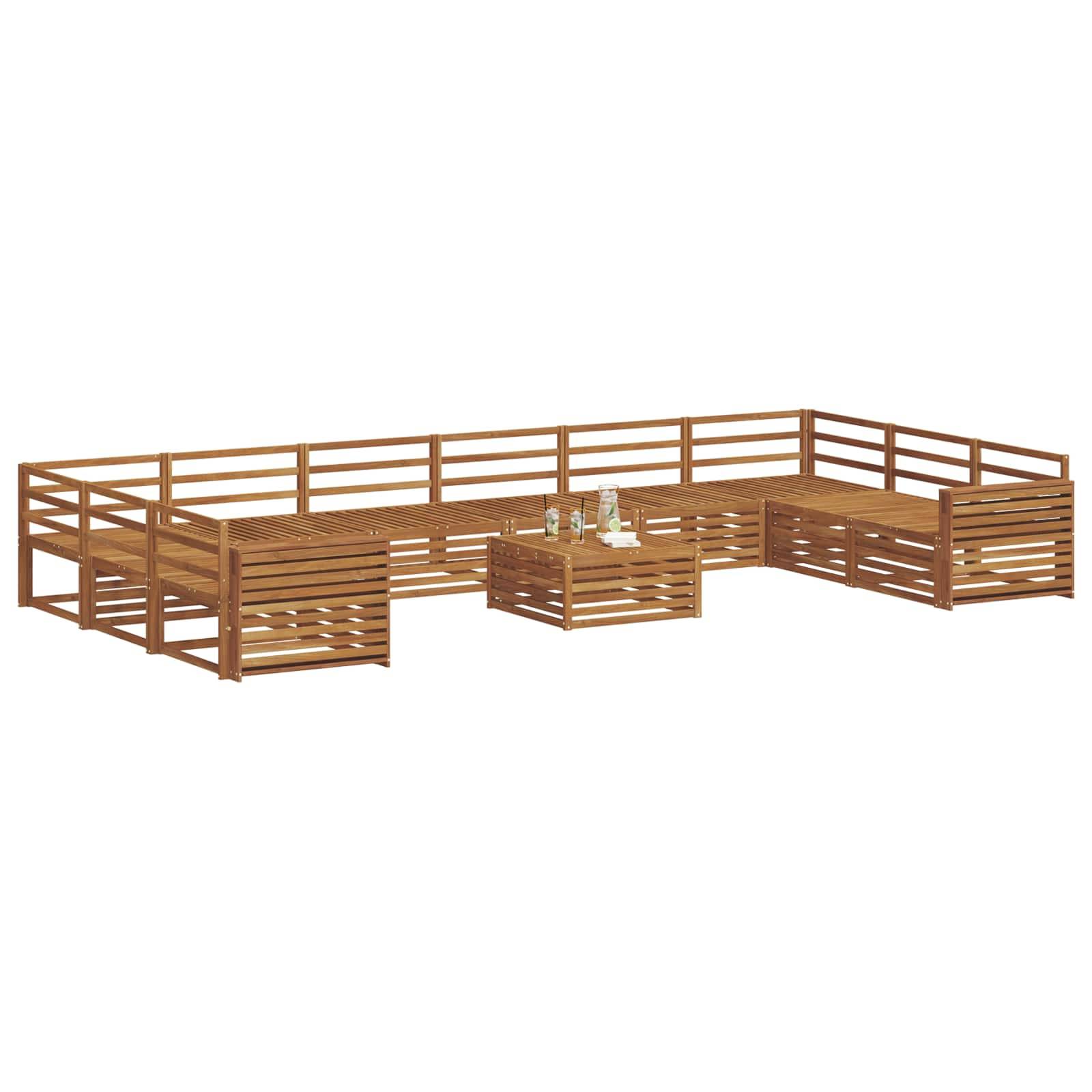 vidaXL Sofagarnituren 11 pcs Natur Massivholz Akazie