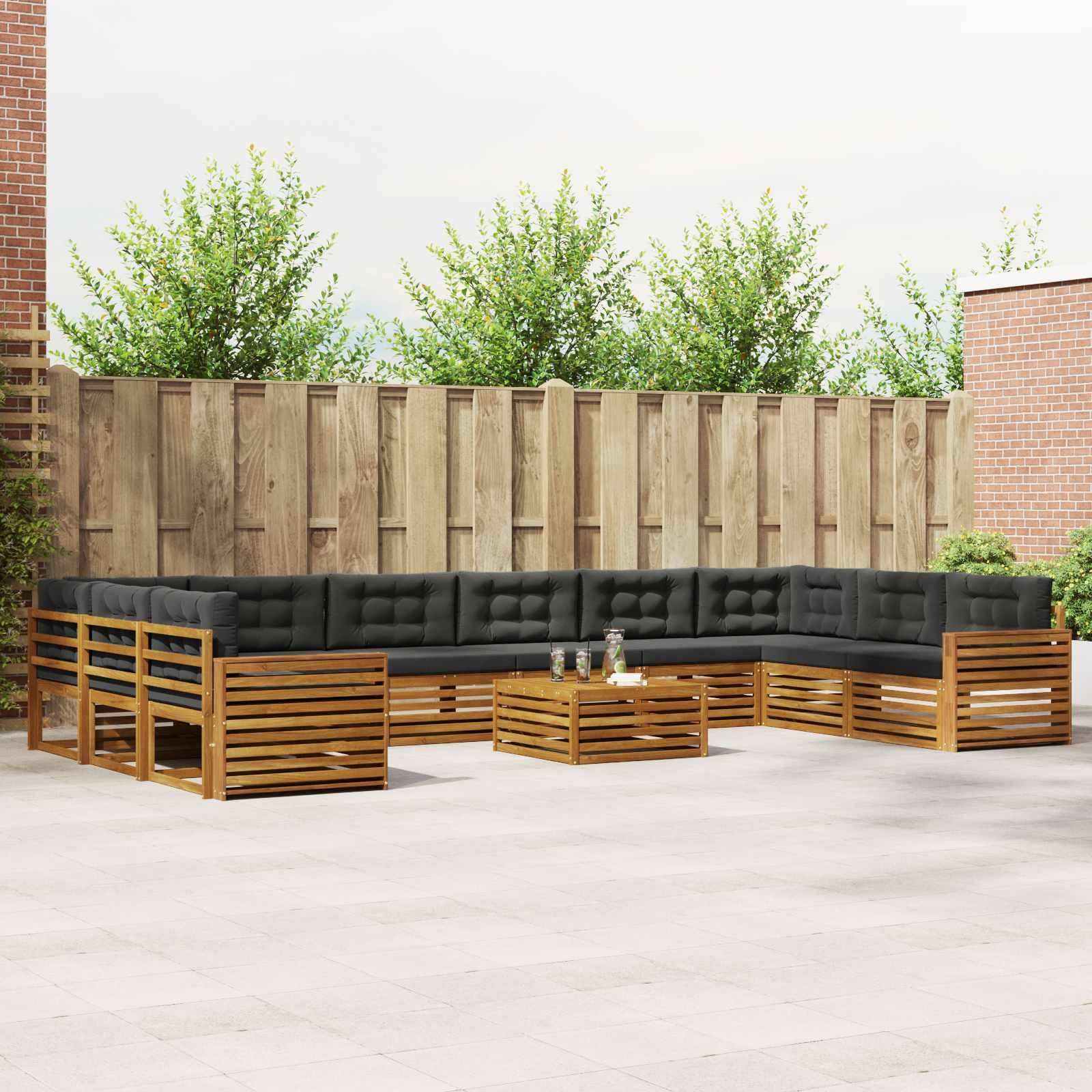 vidaXL Sofagarnituren 11 pcs Natur und Anthrazit Massivholz Akazie