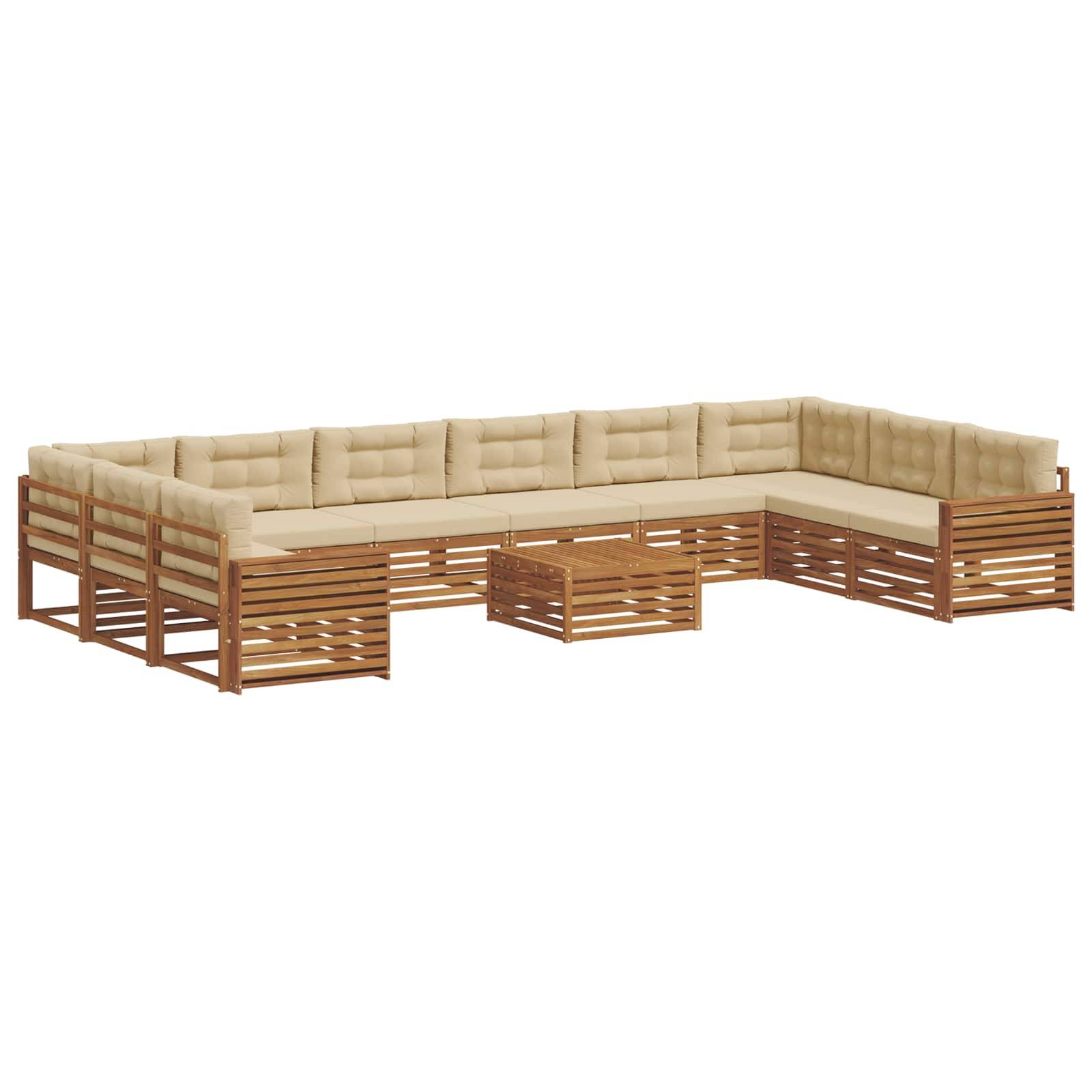 vidaXL Sofagarnituren 11 pcs Natur und Beige Massivholz Akazie