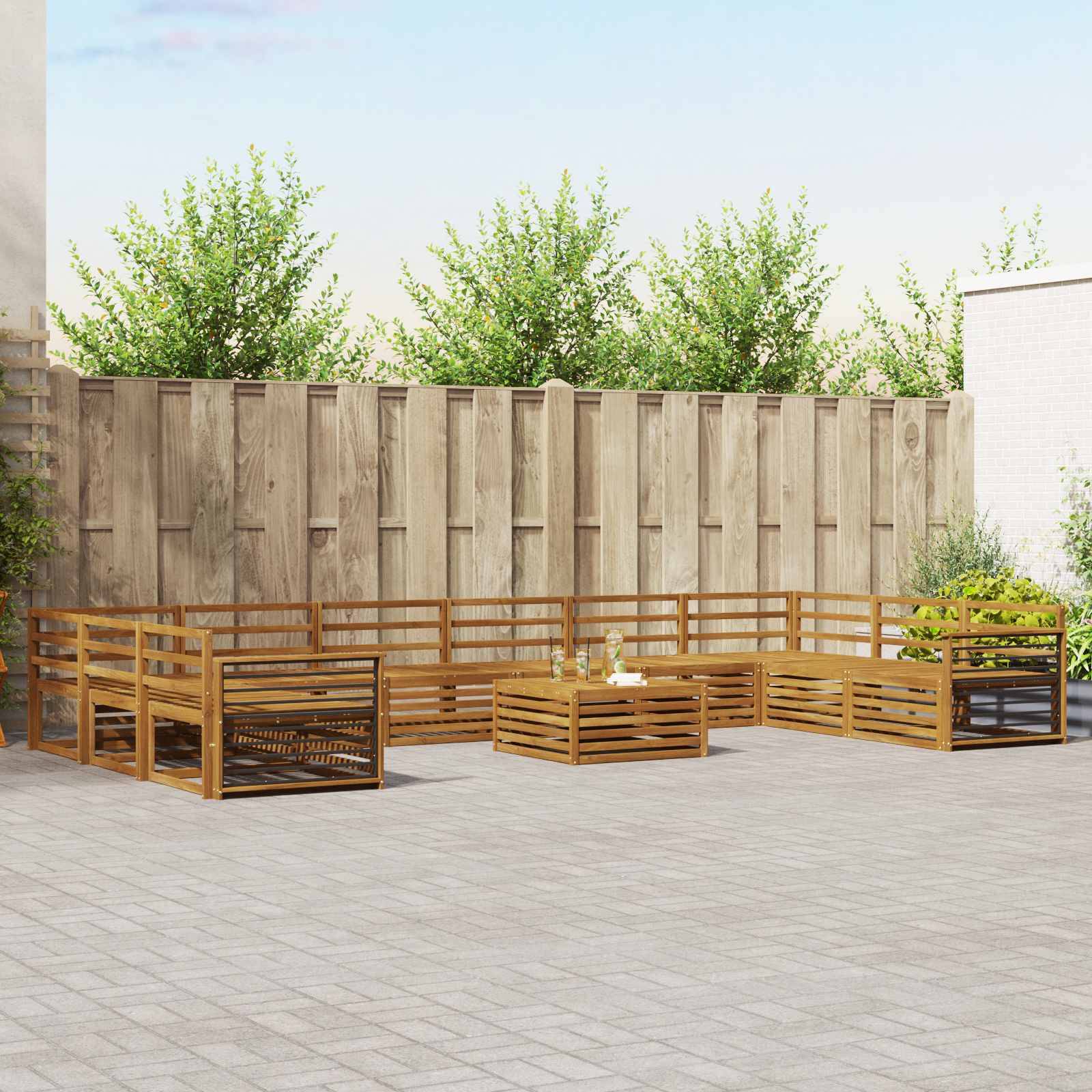 vidaXL Sofagarnituren 11 pcs Natur Massivholz Akazie