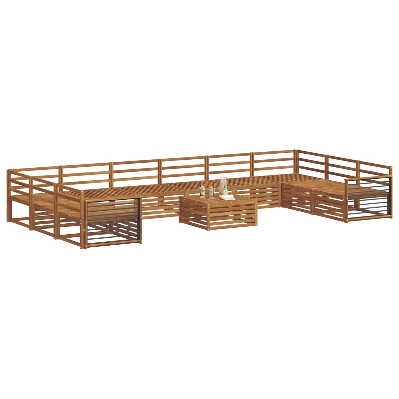 vidaXL Sofagarnituren 11 pcs Natur Massivholz Akazie