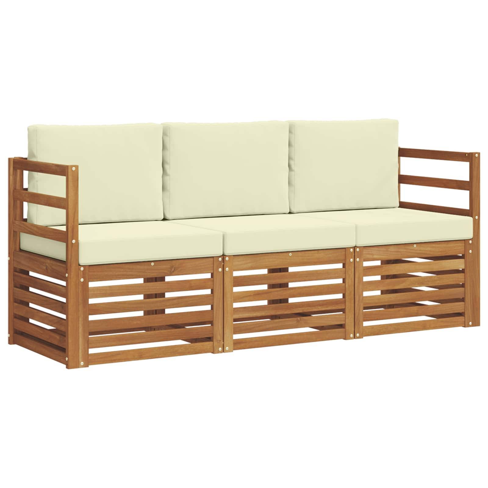 vidaXL Sofagarnituren 3 pcs Natur und Creme Massivholz Akazie