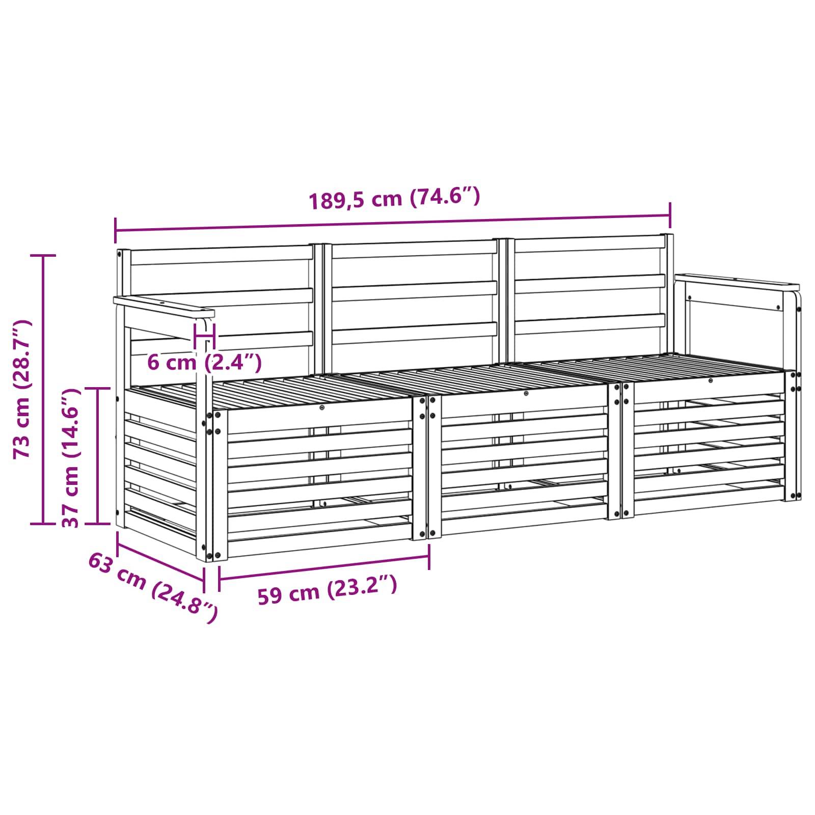 vidaXL Sofagarnituren 3 pcs Natur Massivholz Akazie
