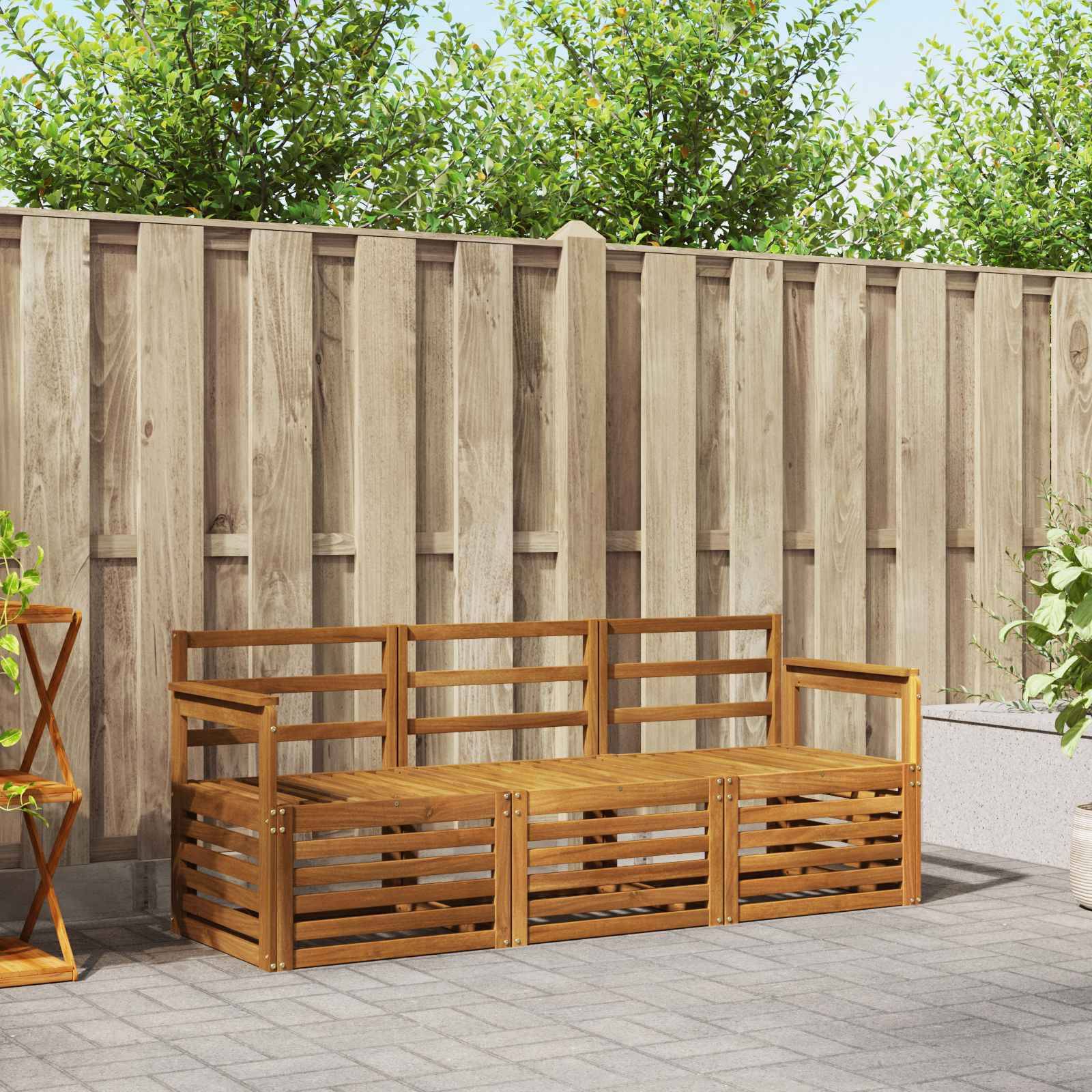 vidaXL Sofagarnituren 3 pcs Natur Massivholz Akazie