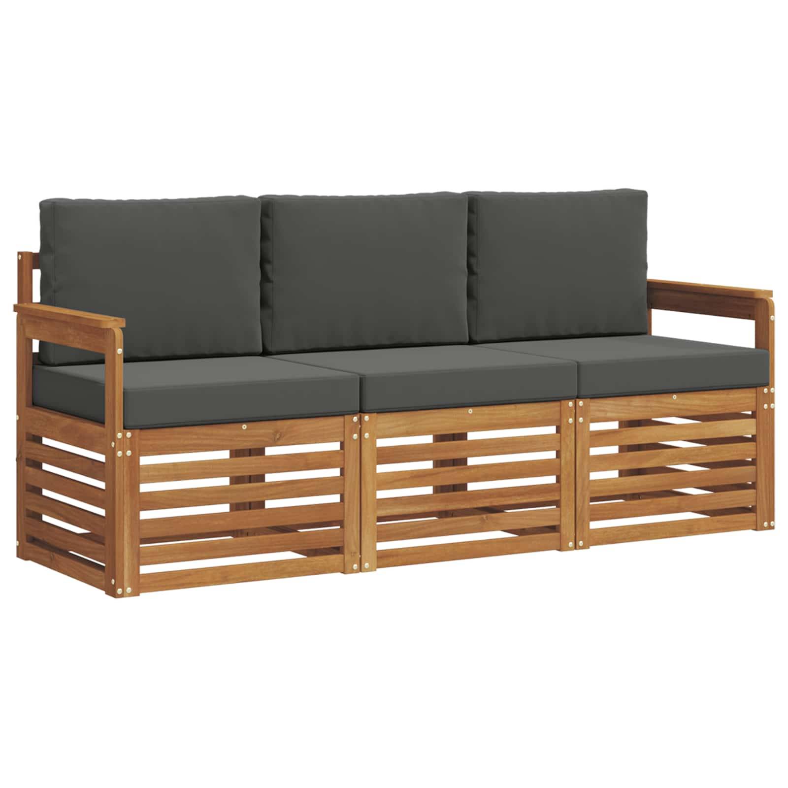 vidaXL Sofagarnituren 3 pcs Natur und Anthrazit Massivholz Akazie