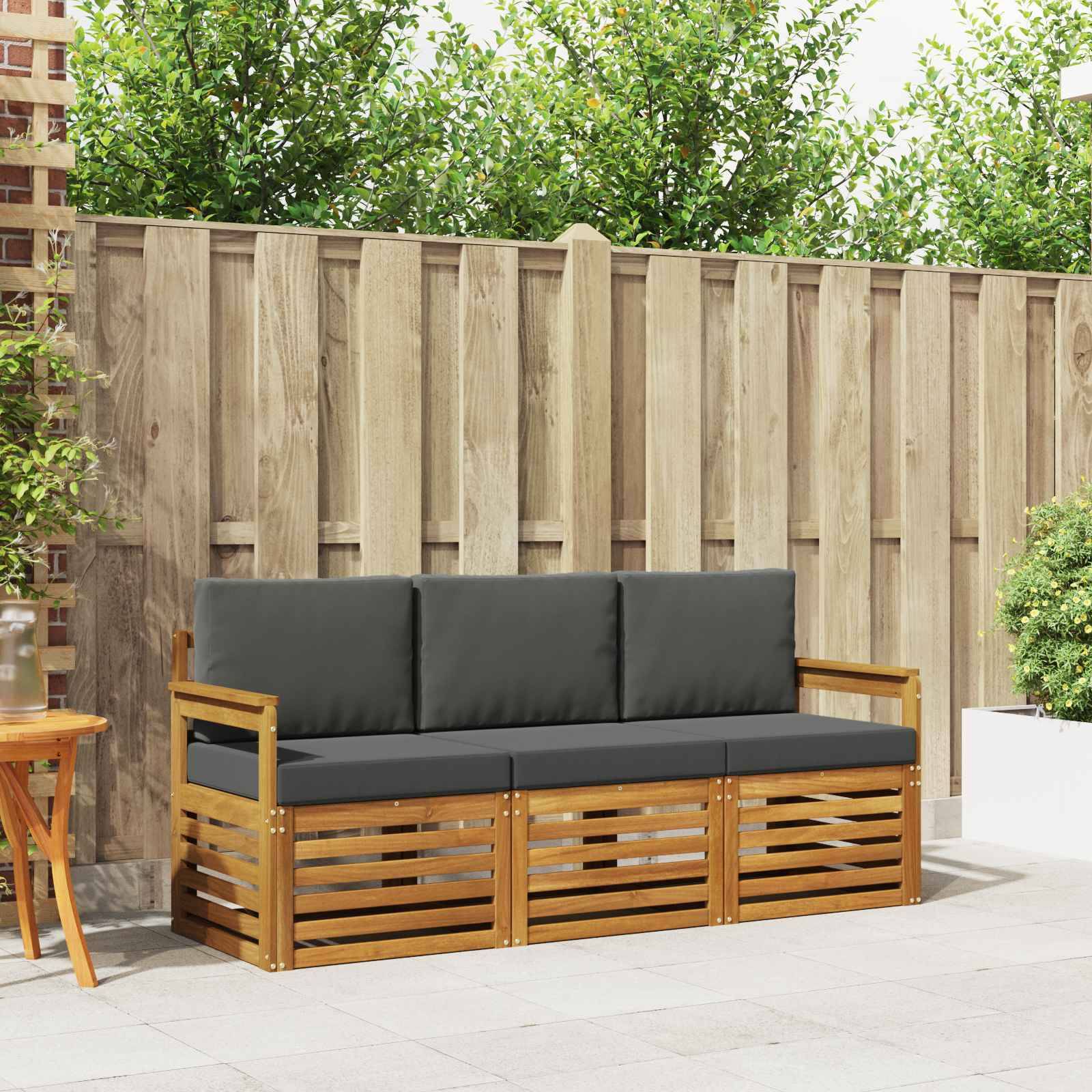 vidaXL Sofagarnituren 3 pcs Natur und Anthrazit Massivholz Akazie