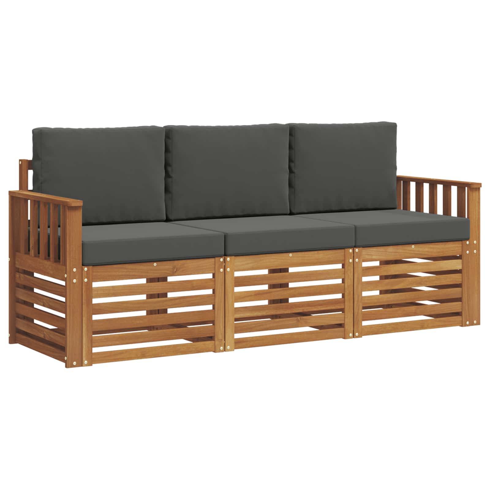 vidaXL Sofagarnituren 3 pcs Natur und Anthrazit Massivholz Akazie