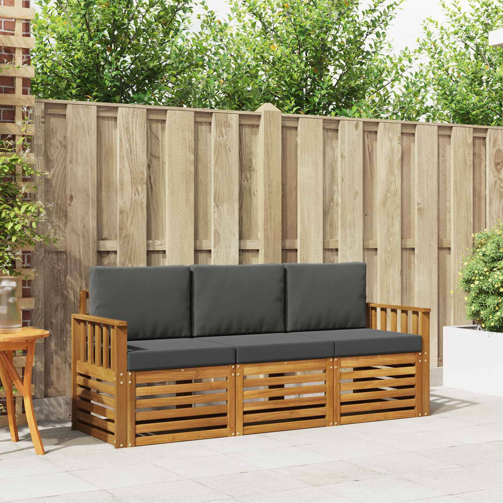 vidaXL Sofagarnituren 3 pcs Natur und Anthrazit Massivholz Akazie
