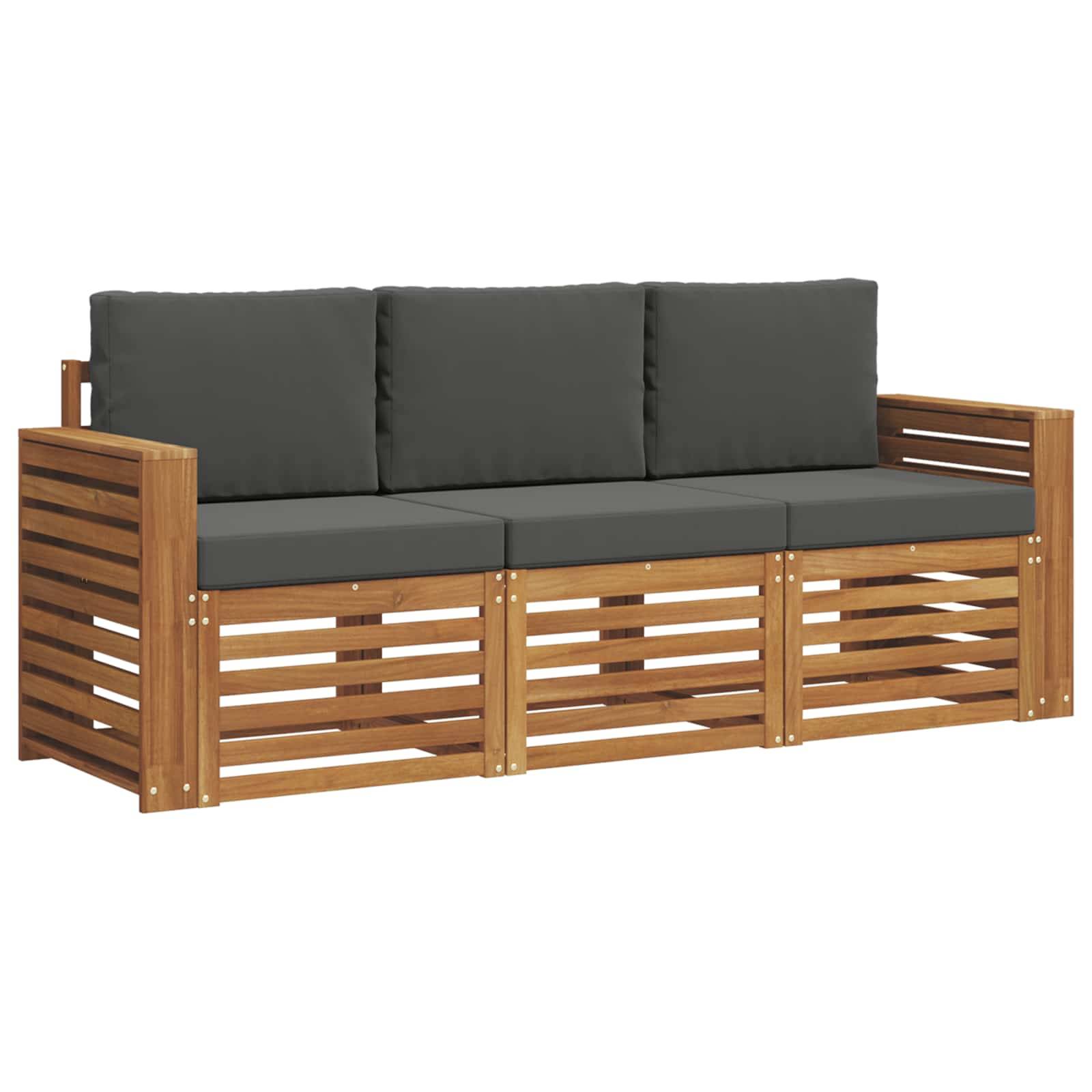 vidaXL Sofagarnituren 3 pcs Natur und Anthrazit Massivholz Akazie