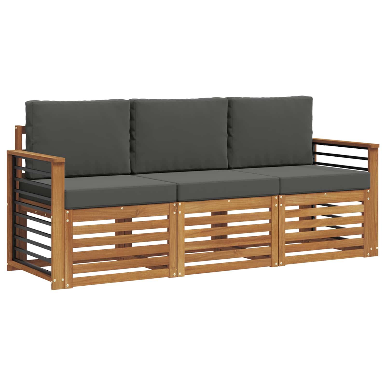 vidaXL Sofagarnituren 3 pcs Natur und Anthrazit Massivholz Akazie