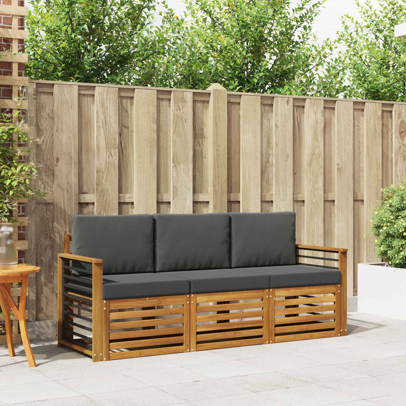 vidaXL Sofagarnituren 3 pcs Natur und Anthrazit Massivholz Akazie