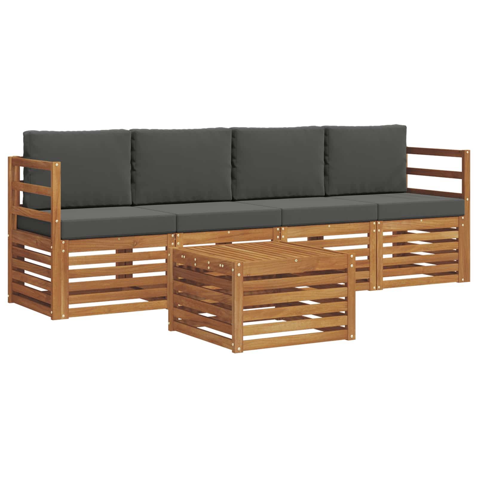 vidaXL Sofagarnituren 5 pcs Natur und Anthrazit Massivholz Akazie