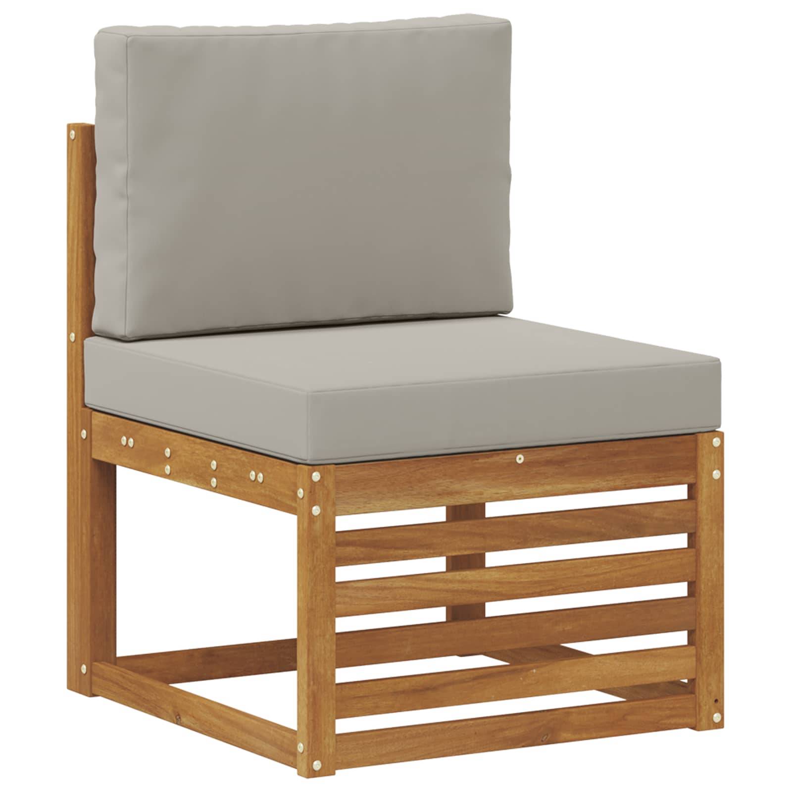 vidaXL Sofagarnituren 6 pcs Natürlich und Hellgrau Massivholz Akazie