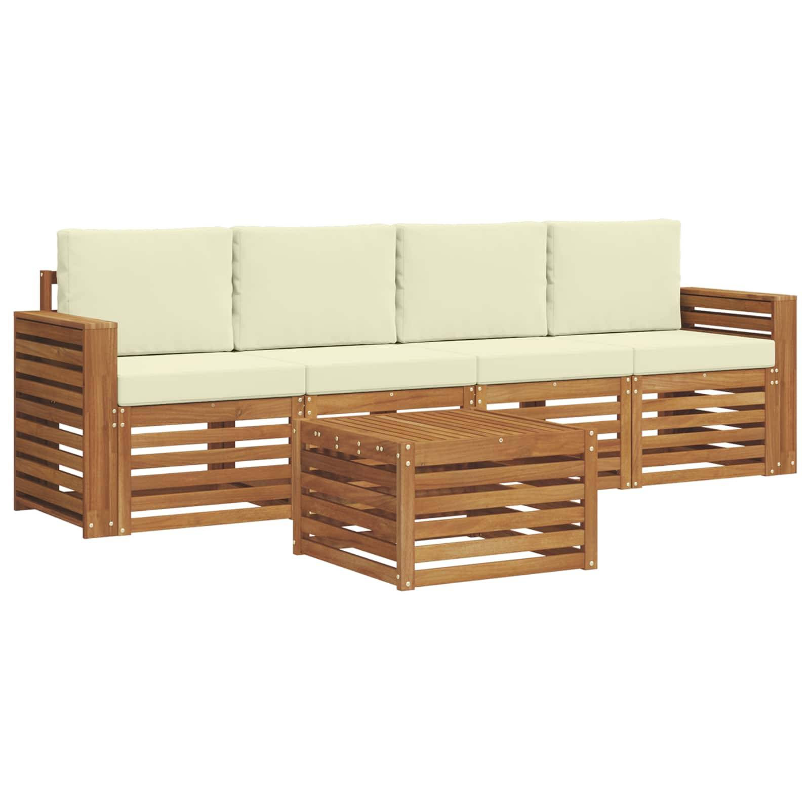 vidaXL Sofagarnituren 5 pcs Natur und Creme Massivholz Akazie