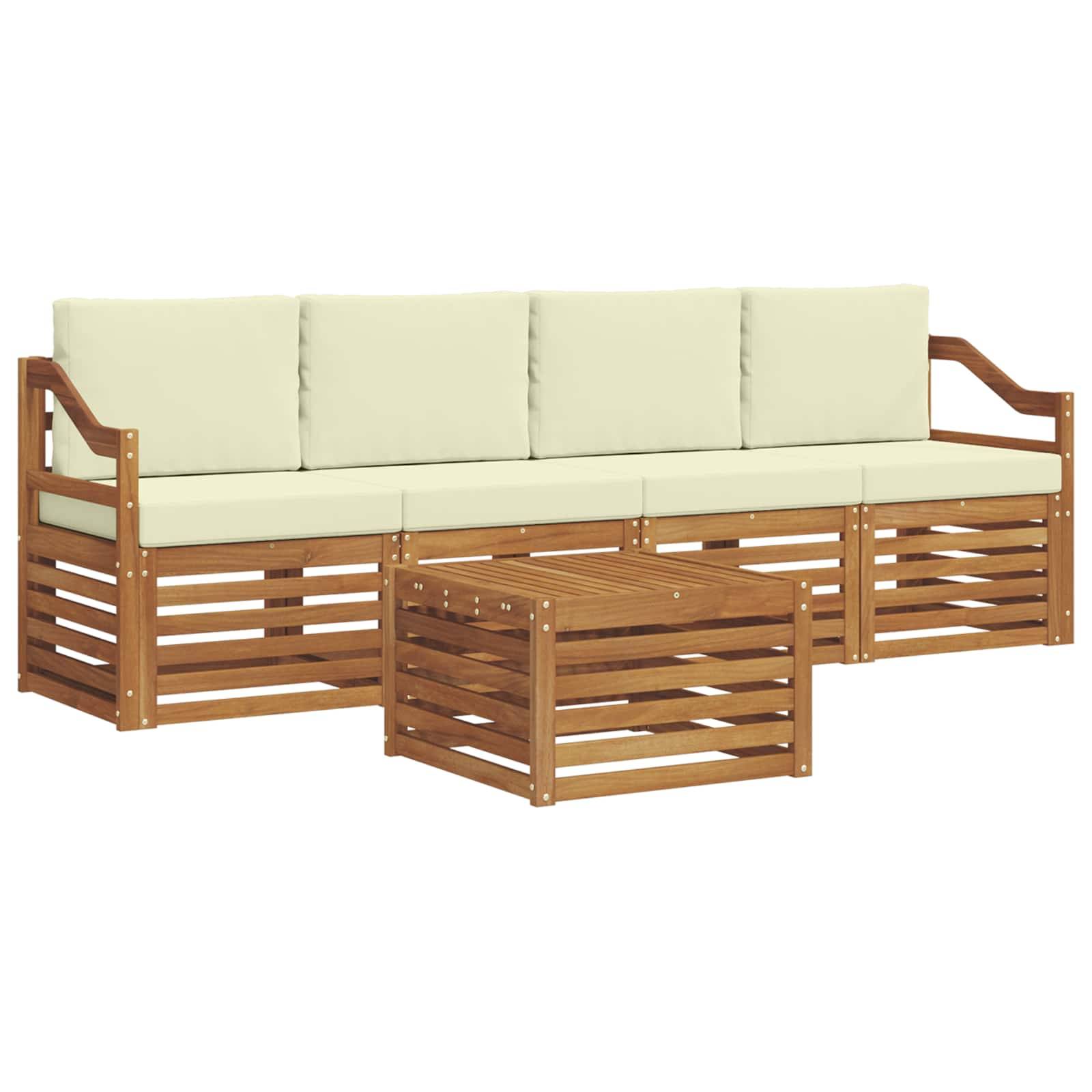 vidaXL Sofagarnituren 5 pcs Natur und Creme Massivholz Akazie