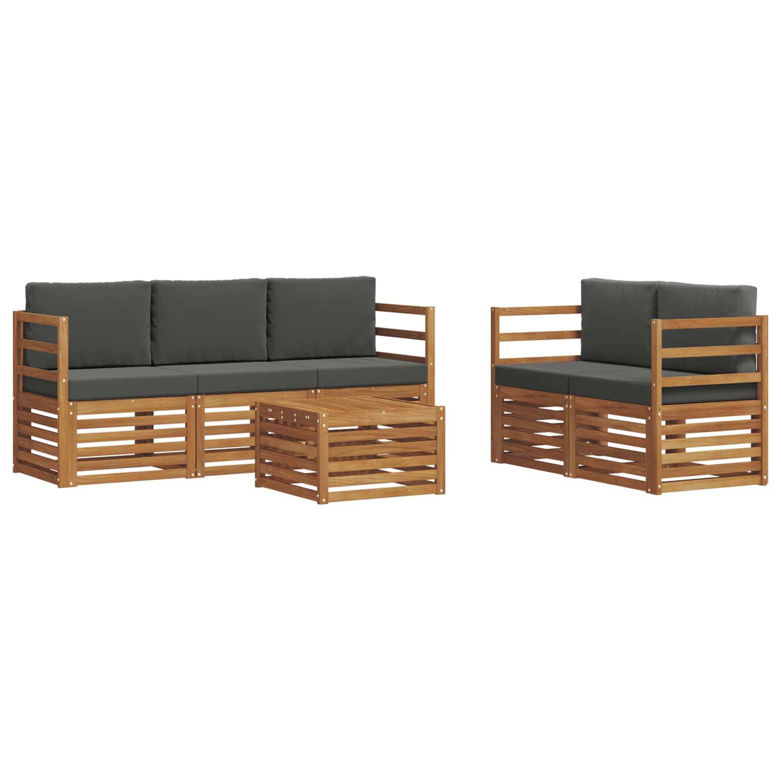 vidaXL Sofagarnituren 6 pcs Natur und Anthrazit Massivholz Akazie