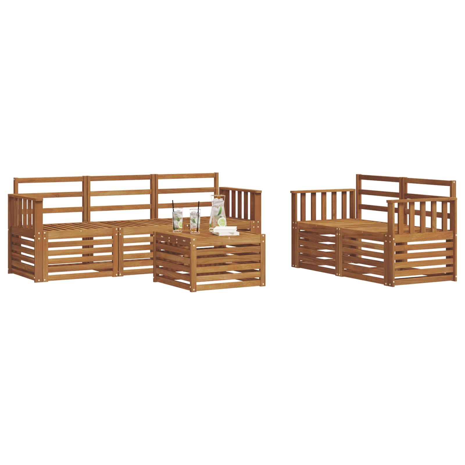 vidaXL Sofagarnituren 6 pcs Natur Massivholz Akazie