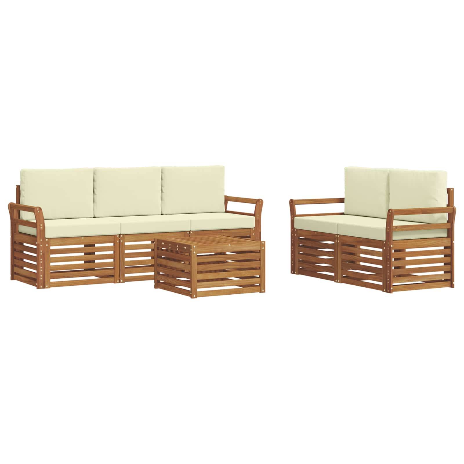 vidaXL Sofagarnituren 6 pcs Natur und Creme Massivholz Akazie