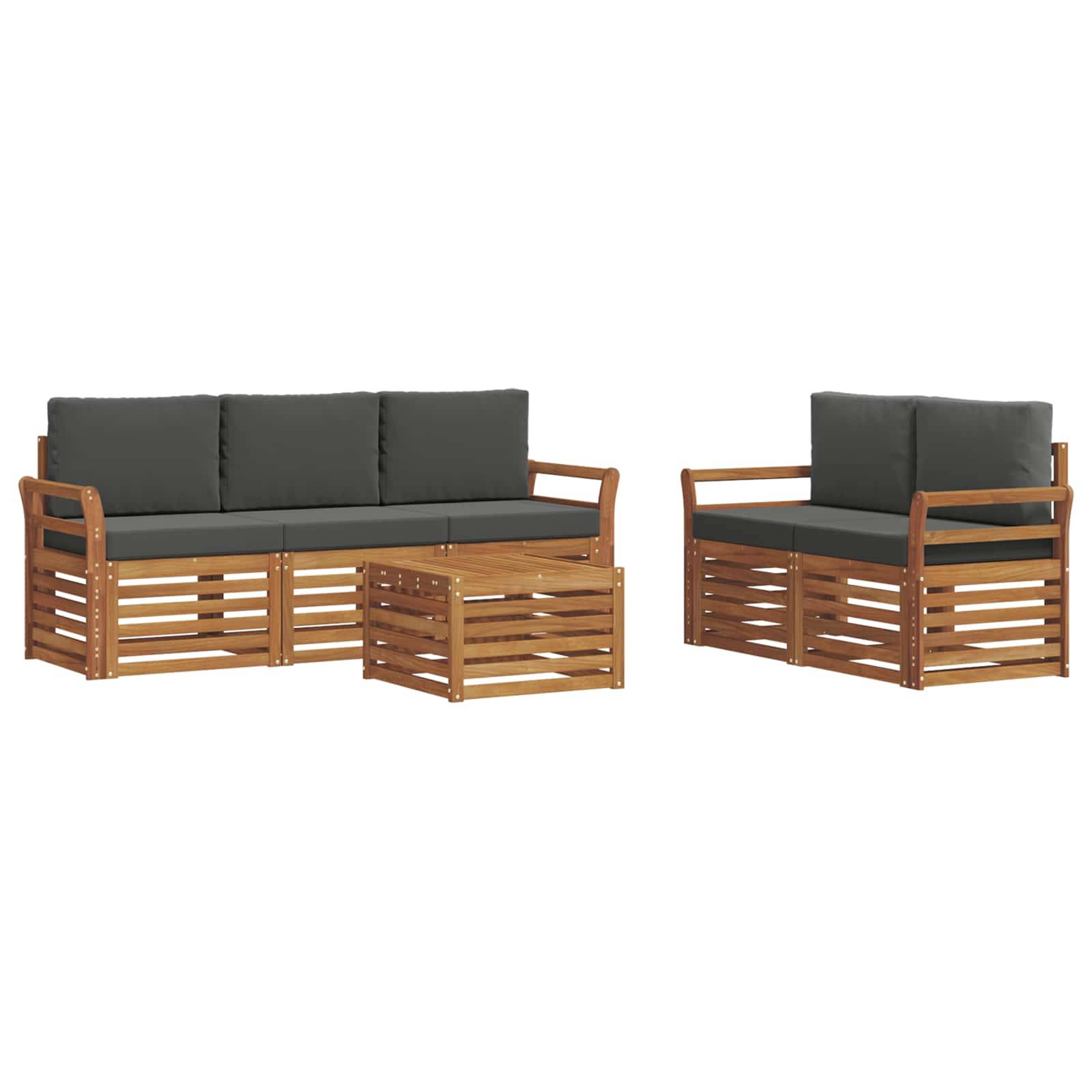 vidaXL Sofagarnituren 6 pcs Natur und Anthrazit Massivholz Akazie