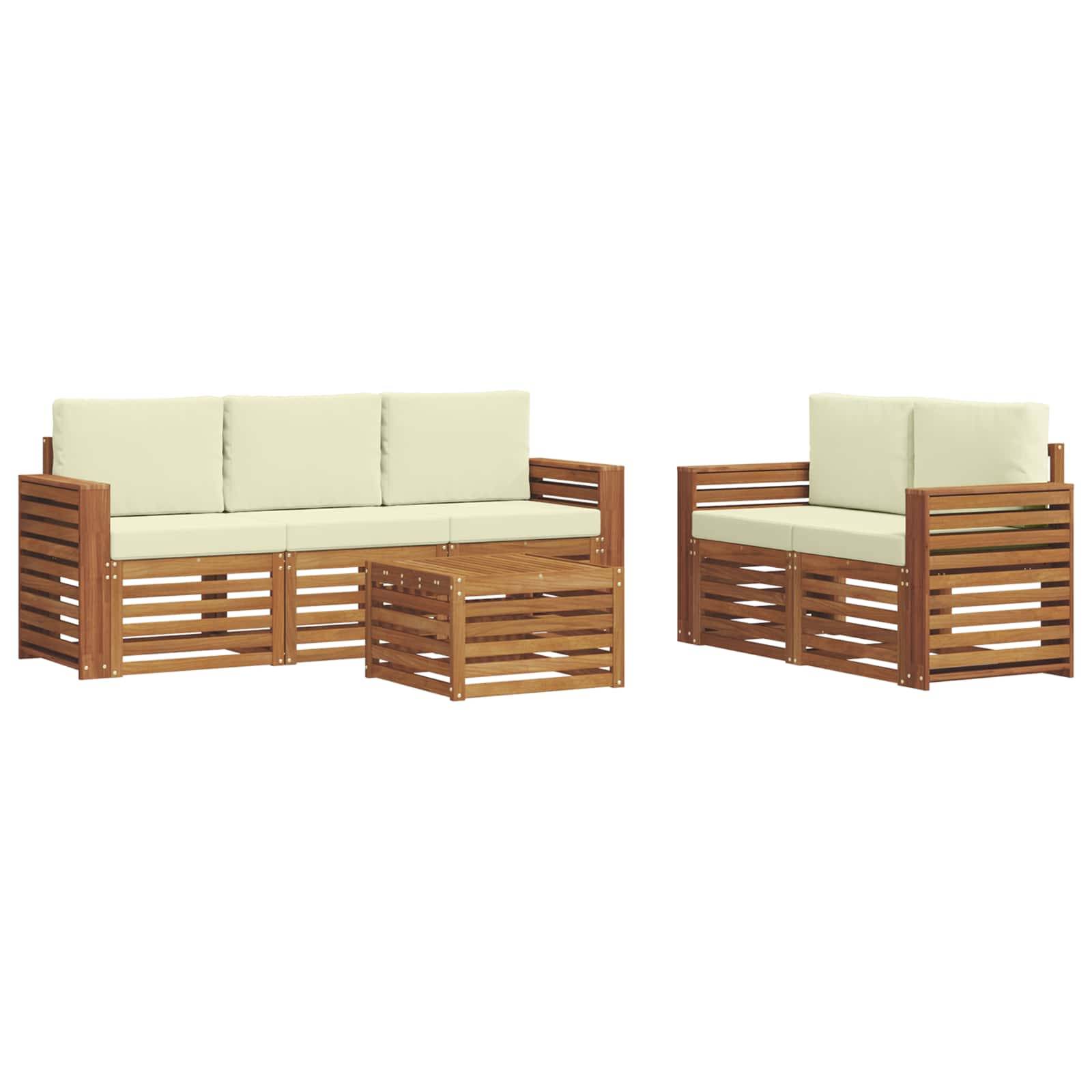 vidaXL Sofagarnituren 6 pcs Natur und Creme Massivholz Akazie