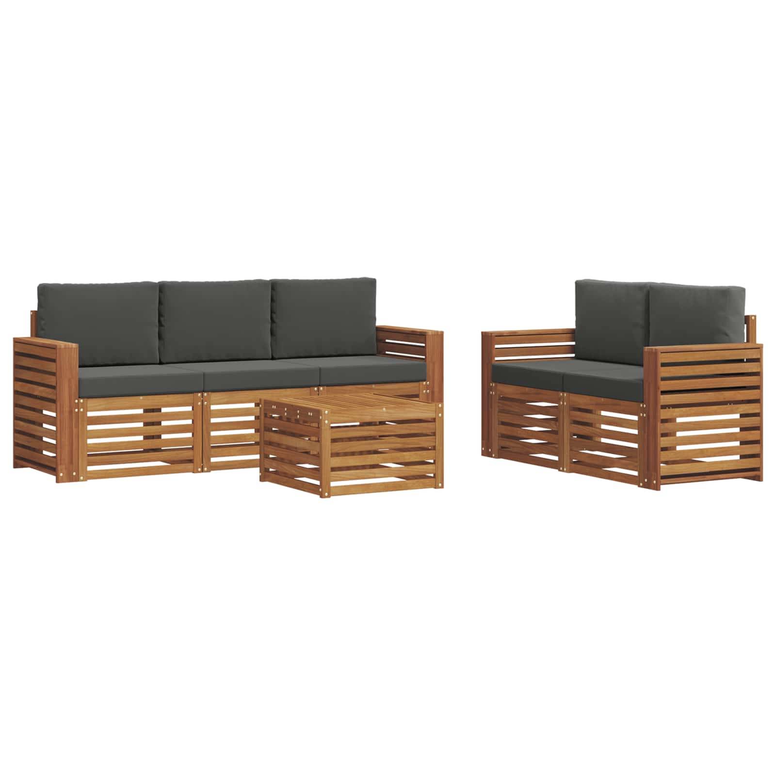 vidaXL Sofagarnituren 6 pcs Natur und Anthrazit Massivholz Akazie