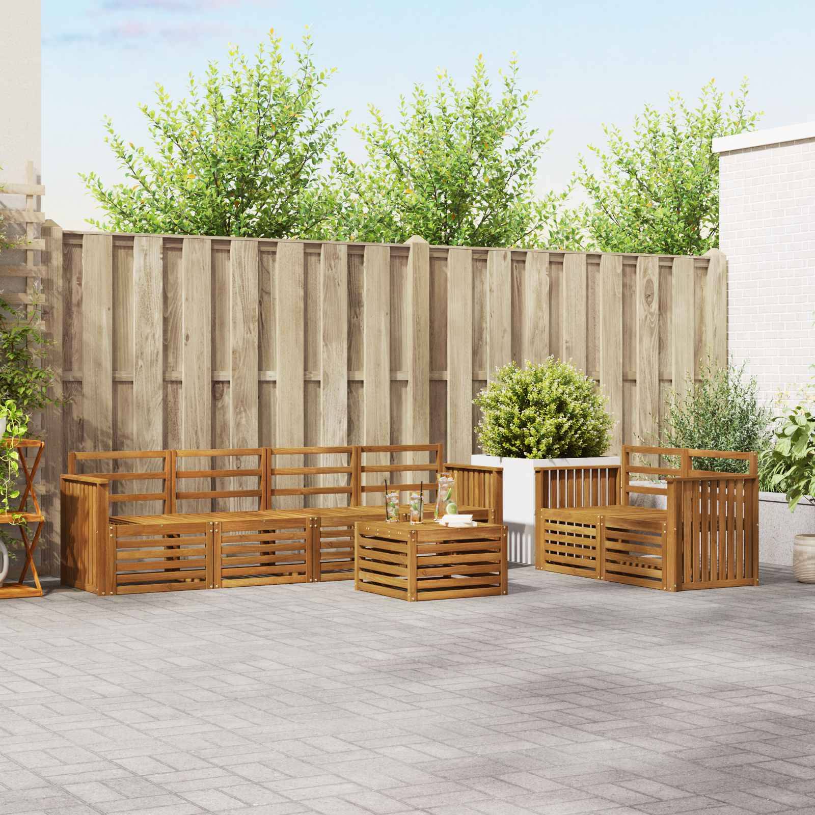 vidaXL Outdoor-Sofagarnitur 7 pcs Natur Massivholz Akazie