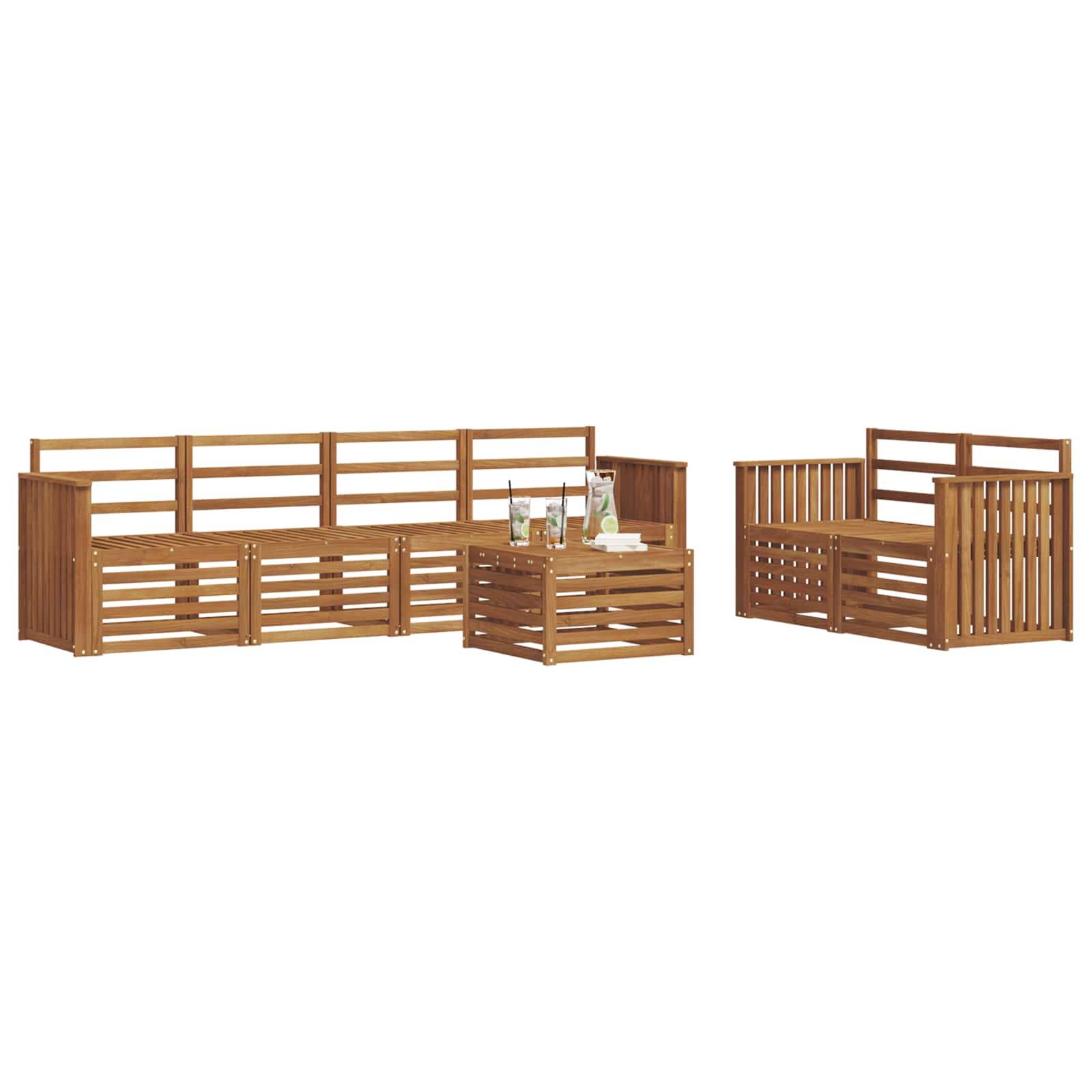 vidaXL Outdoor-Sofagarnitur 7 pcs Natur Massivholz Akazie