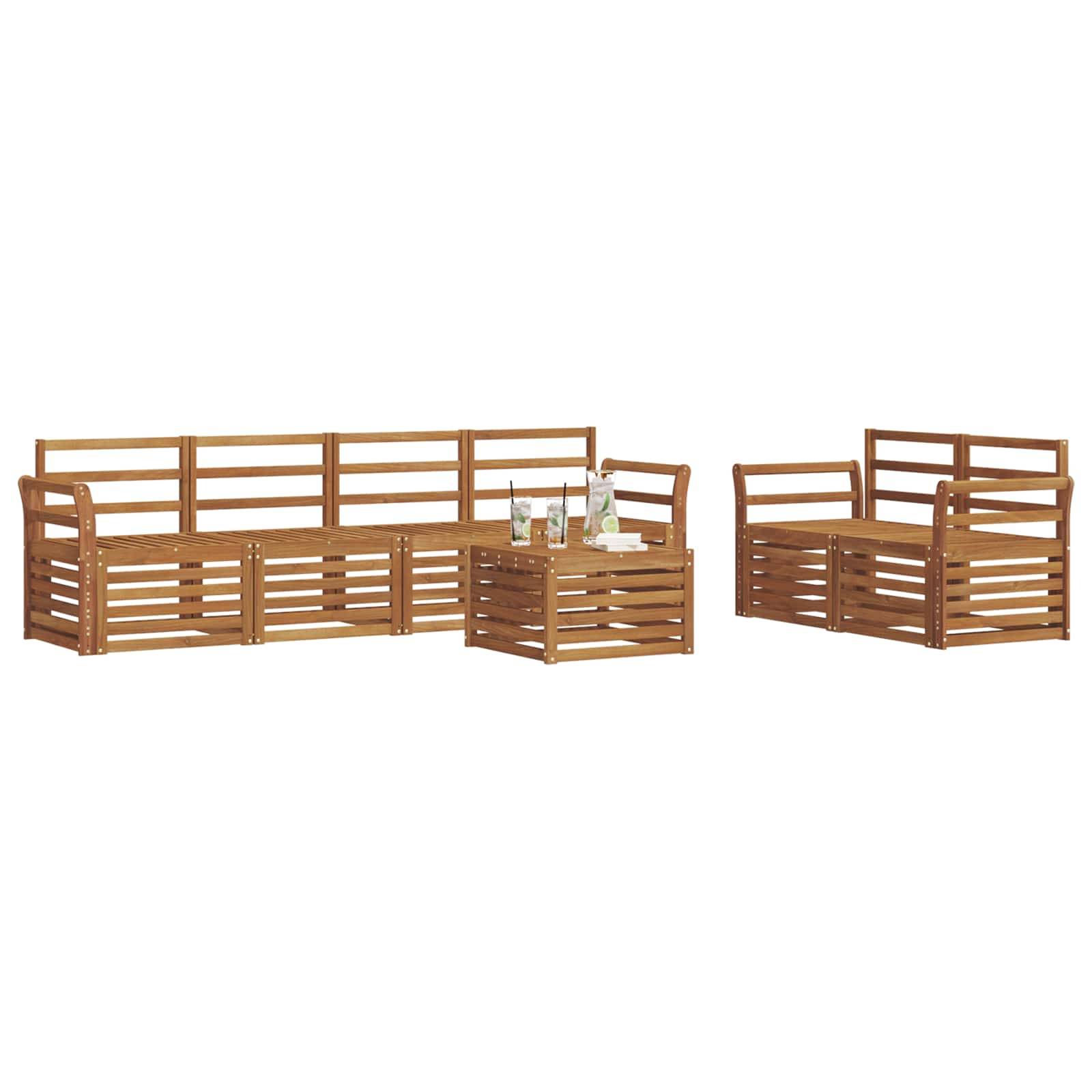 vidaXL Outdoor-Sofagarnitur 7 pcs Natur Massivholz Akazie
