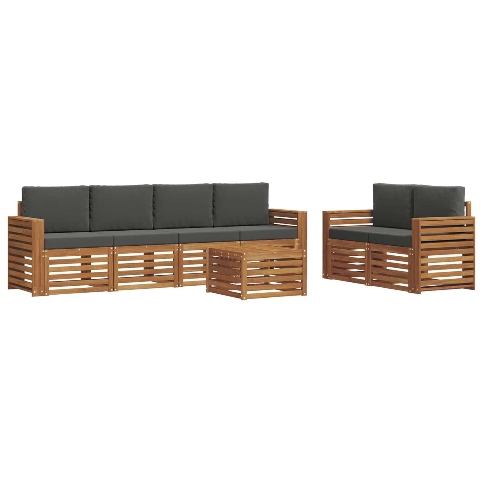 vidaXL Outdoor-Sofagarnitur mit Kissen 7 pcs Natur und Anthrazit