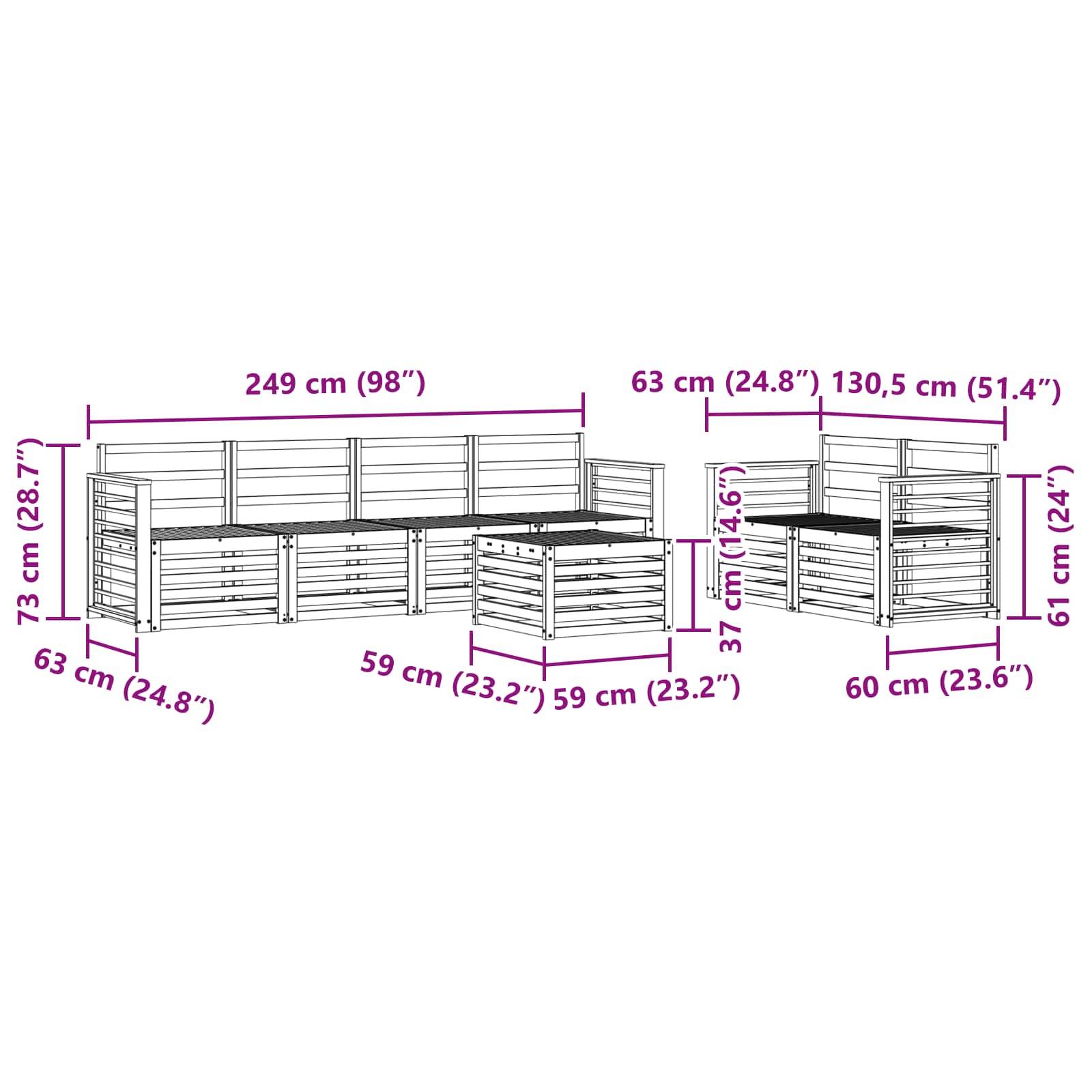 vidaXL Sofagarnituren 7 pcs Natur Massivholz Akazie