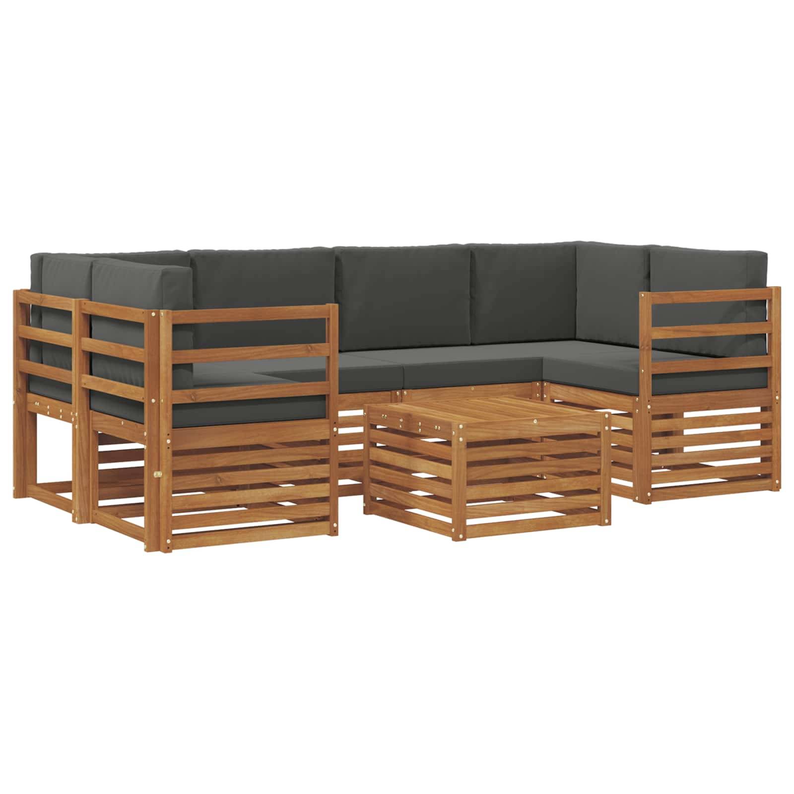 vidaXL Outdoor-Sofagarnitur mit Kissen 7 pcs Natur und Anthrazit