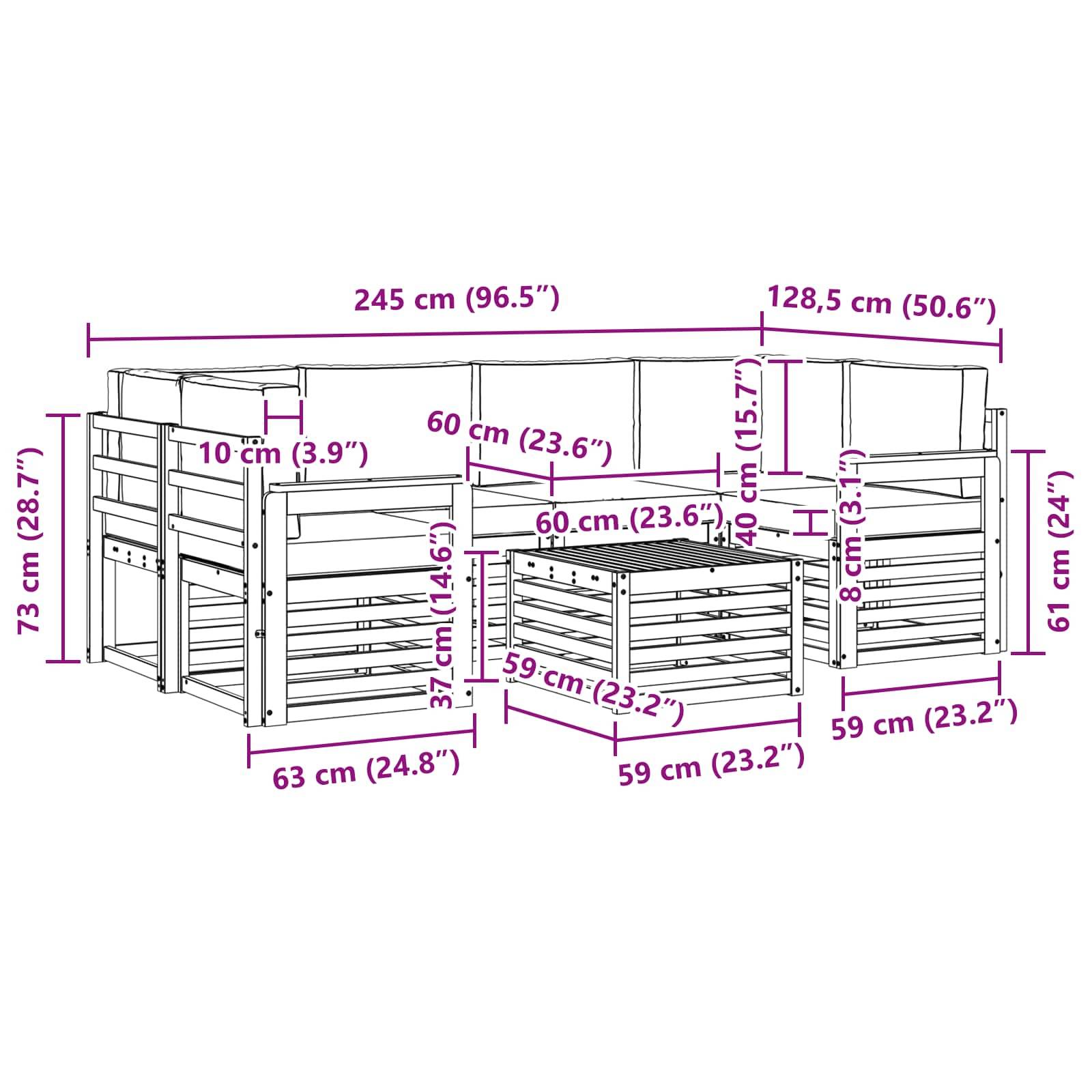 vidaXL Outdoor-Sofagarnitur mit Kissen 7 pcs Weiß und Creme Polyester
