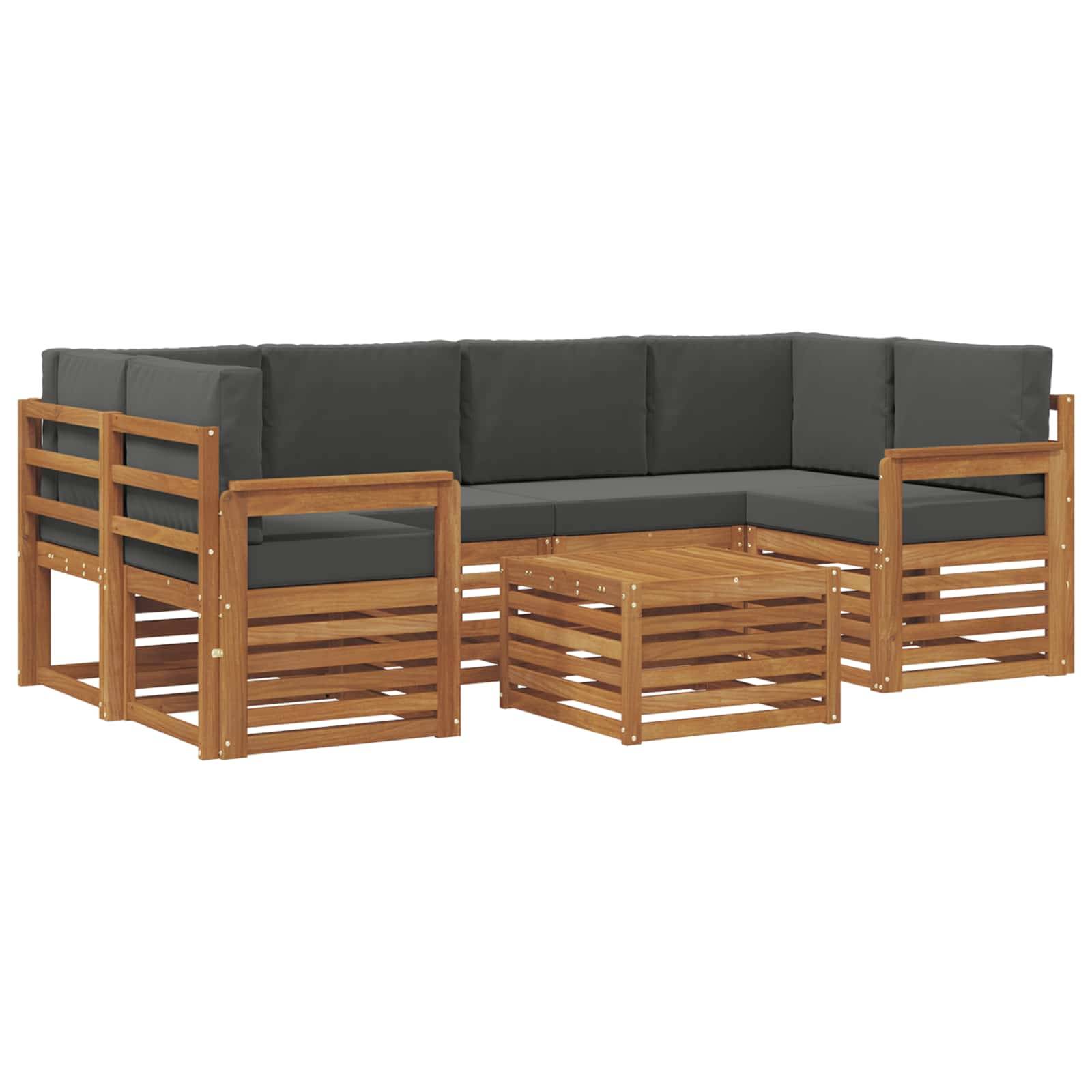 vidaXL Outdoor-Sofagarnitur mit Kissen 7 pcs Natur und Anthrazit