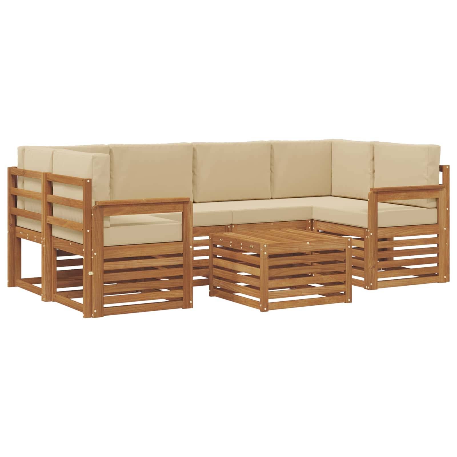 vidaXL Outdoor-Sofagarnitur 7 pcs Natur und Beige Massivholz Akazie