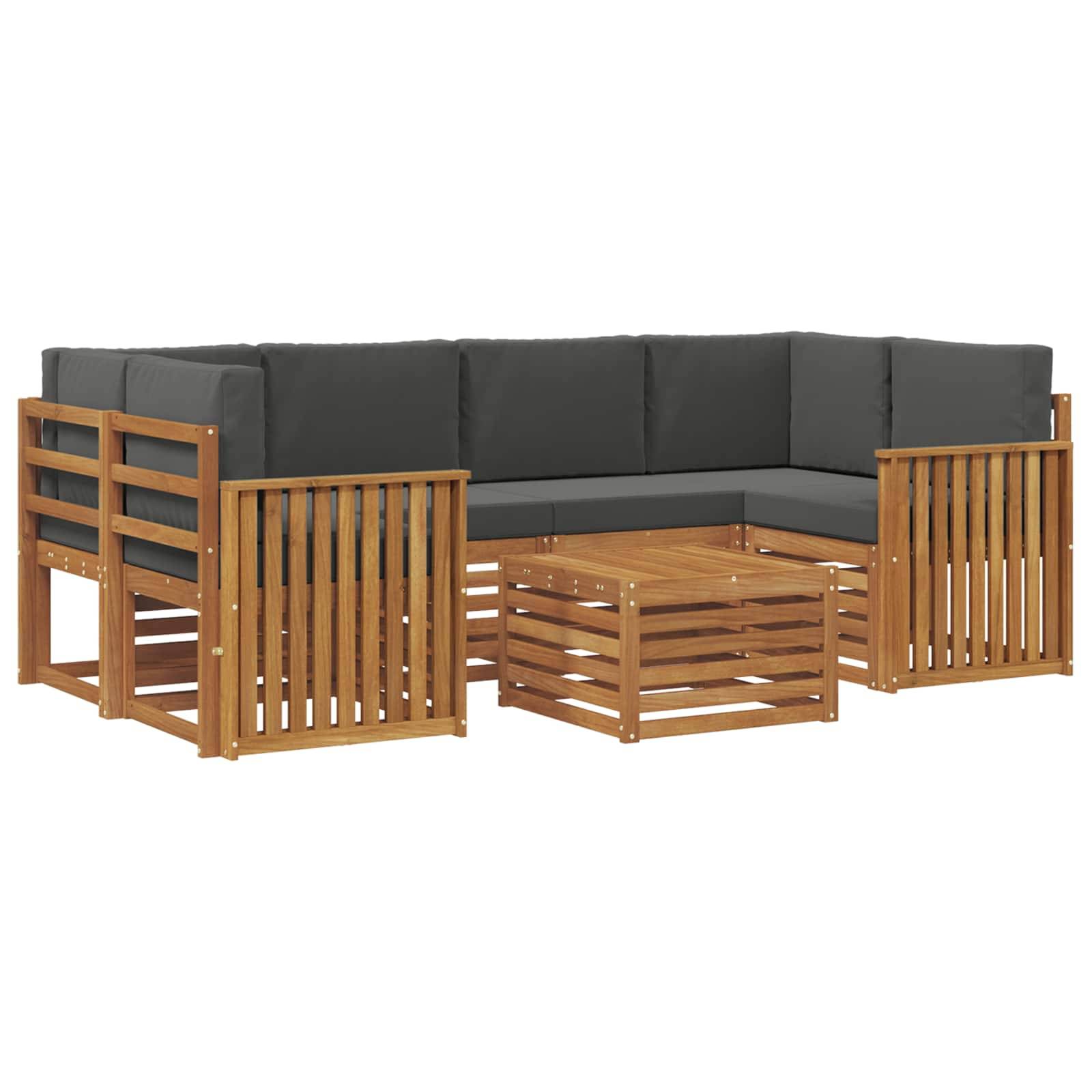 vidaXL Outdoor-Sofagarnitur mit Kissen 7 pcs Natur und Anthrazit