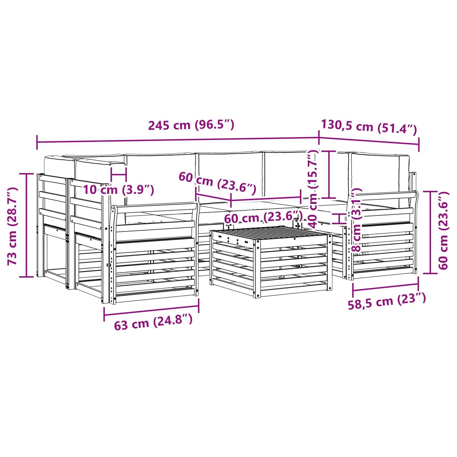 vidaXL Outdoor-Sofagarnitur 7 pcs Weiß und Hellgrau Polyester