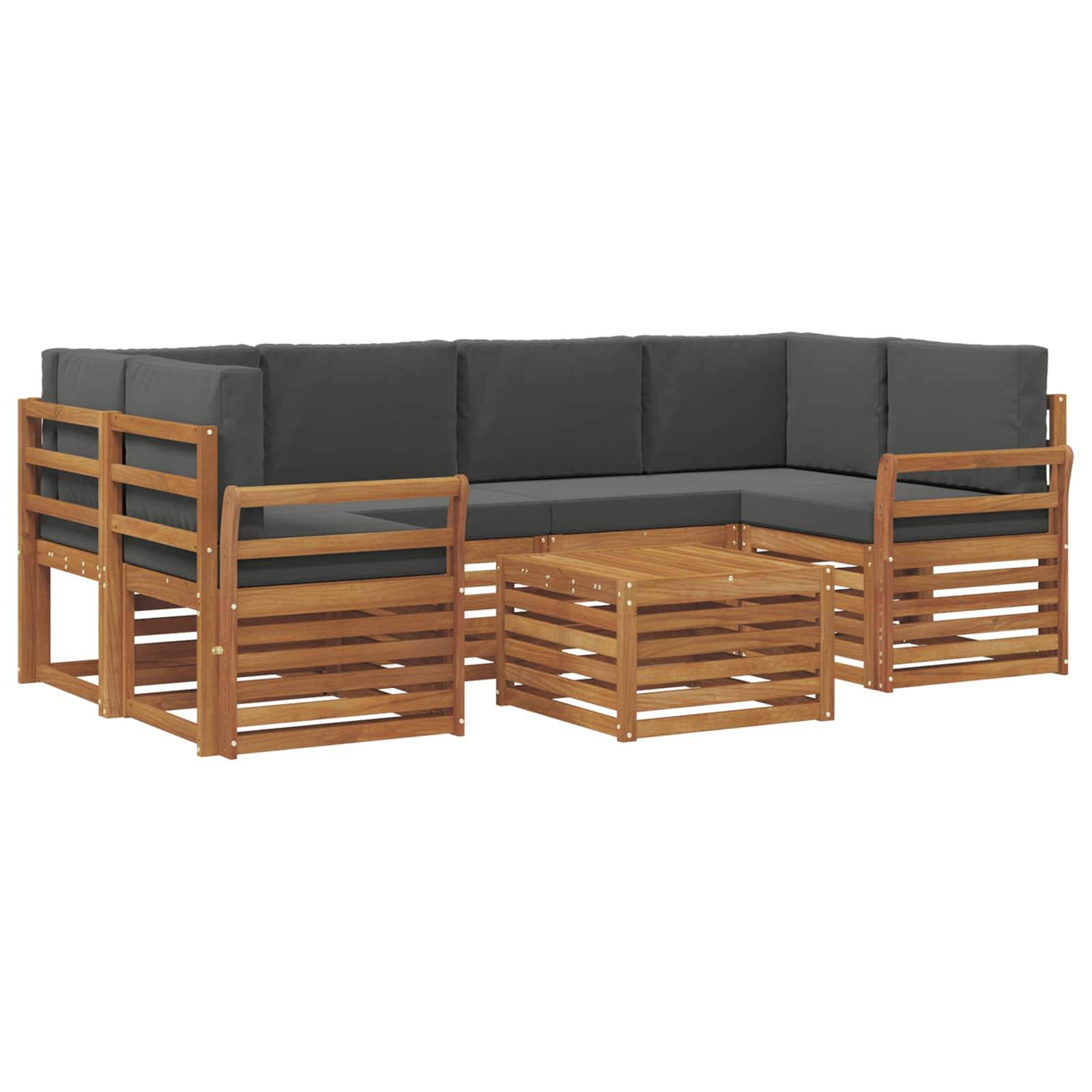 vidaXL Outdoor-Sofagarnitur mit Kissen 7 pcs Natur und Anthrazit