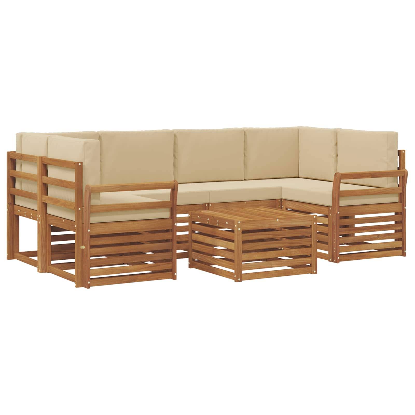 vidaXL Outdoor-Sofagarnitur 7 pcs Natur und Beige Massivholz Akazie