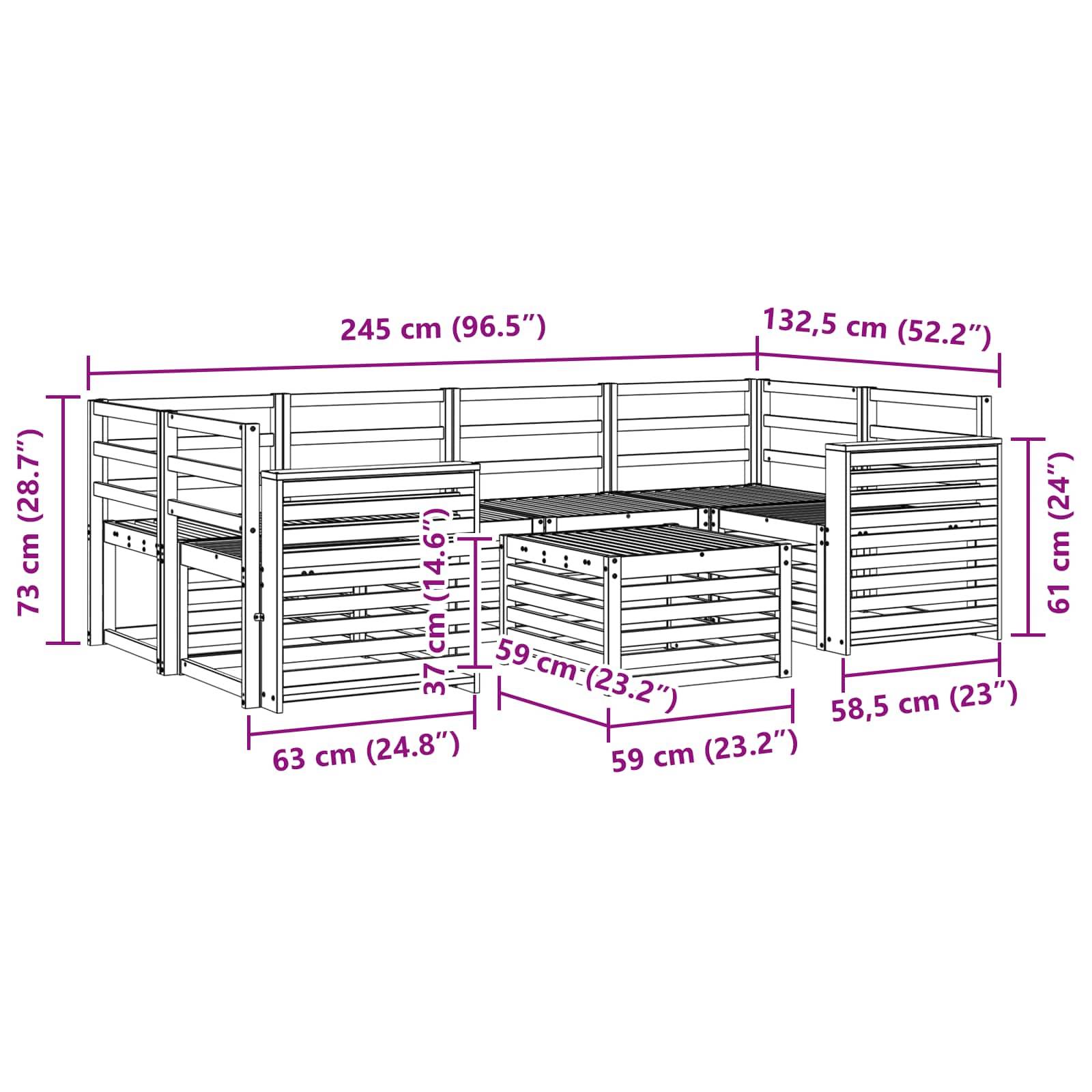 vidaXL Outdoor-Sofagarnitur 7 pcs Weiß Massivholz Akazie