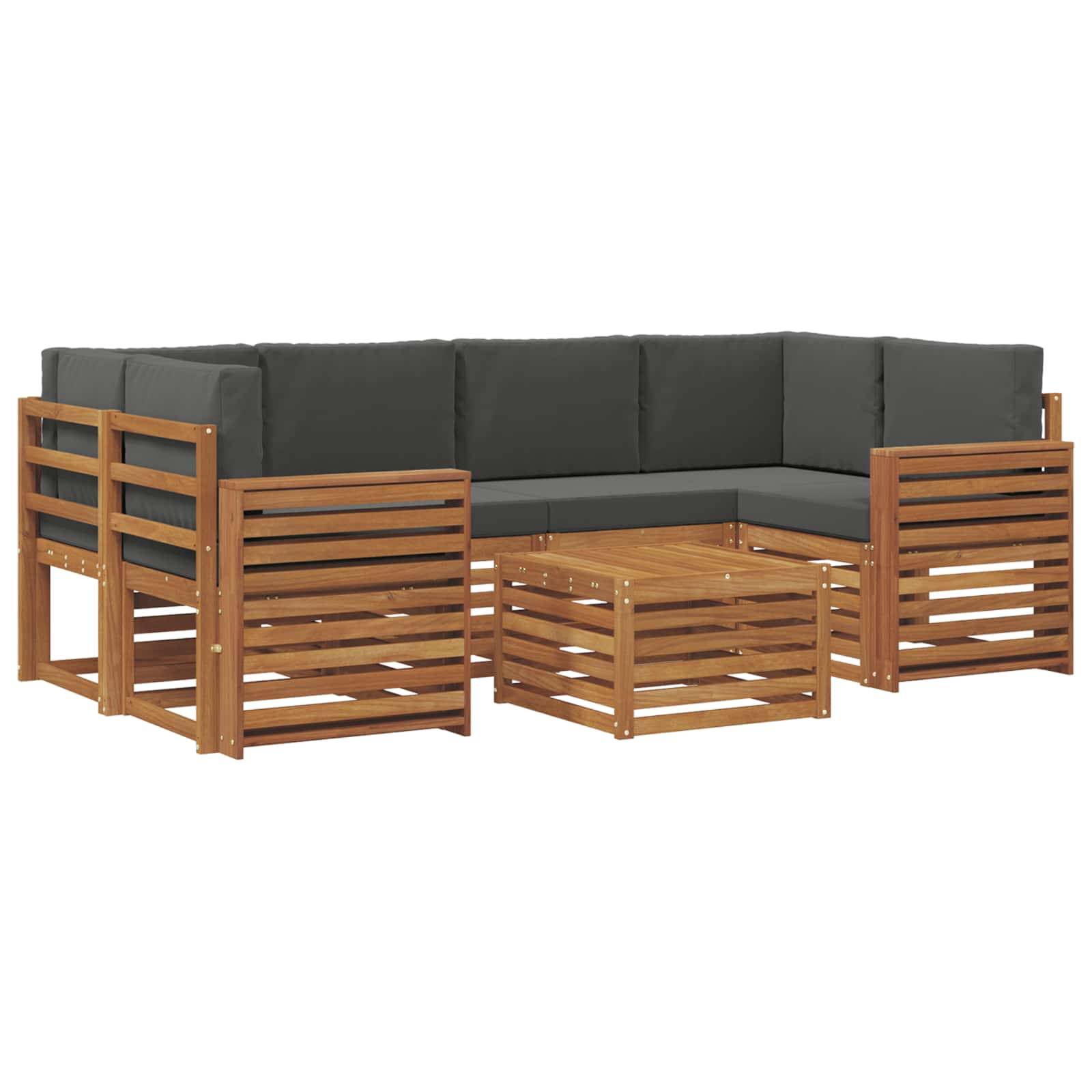 vidaXL Outdoor-Sofagarnitur mit Kissen 7 pcs Natur und Anthrazit